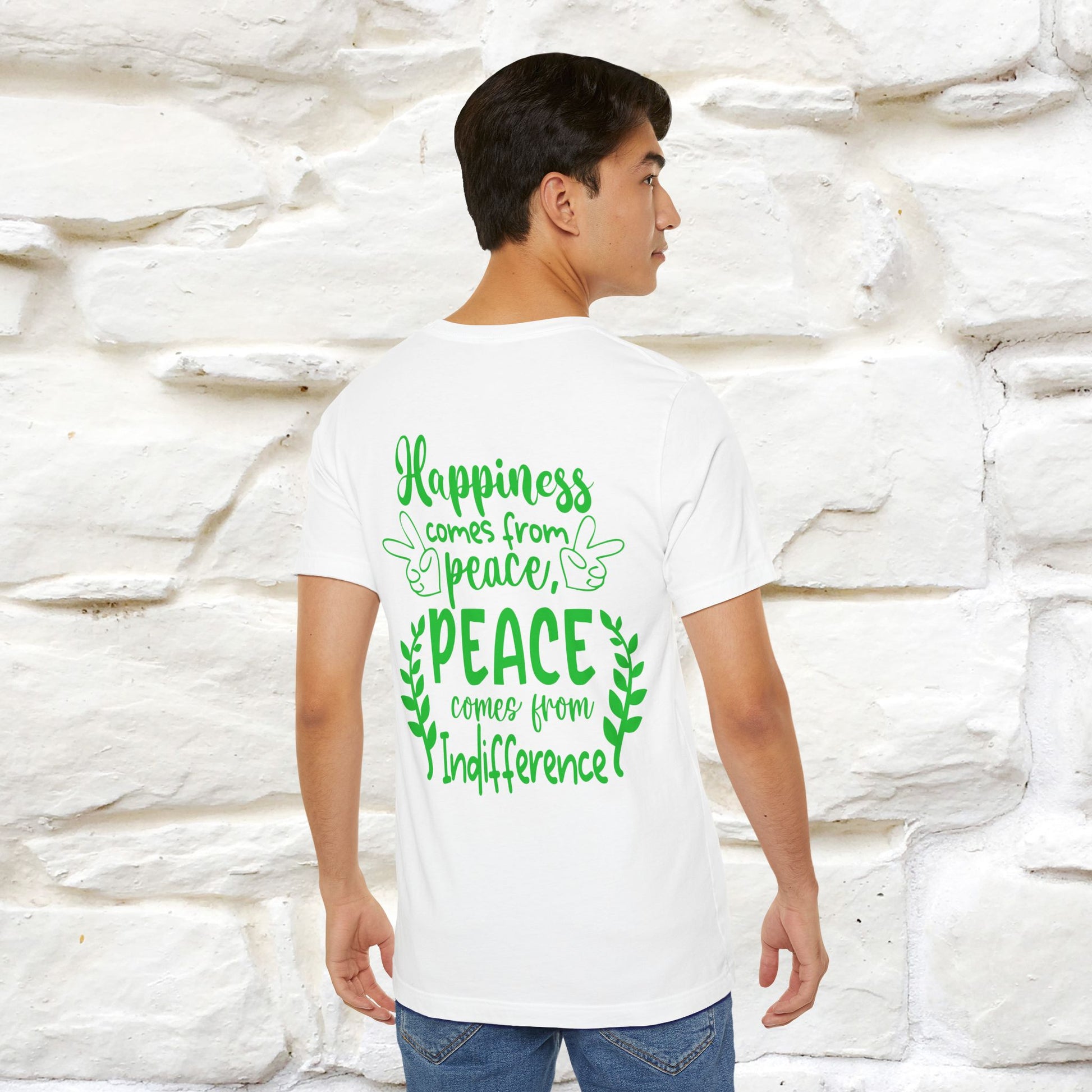 "Happiness Comes From Peace, Peace Comes From Indifference" Cat T-Shirt| Front & Back Design | Nunu&Miao Studio - Nunu&Miao Studio