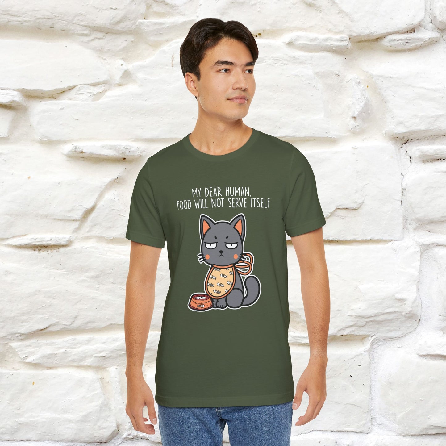 "Dear Human, Food Will Not Serve Itself" |Cat T-Shirt | Nunu&Miao Studio - Nunu&Miao Studio