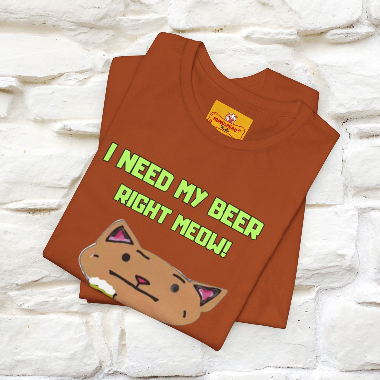 "I Need My Beer Right Meow!" Cat  T-shirt |Nunu&Miao Studio - Nunu&Miao Studio