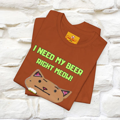 "I Need My Beer Right Meow!" Cat  T-shirt |Nunu&Miao Studio - Nunu&Miao Studio
