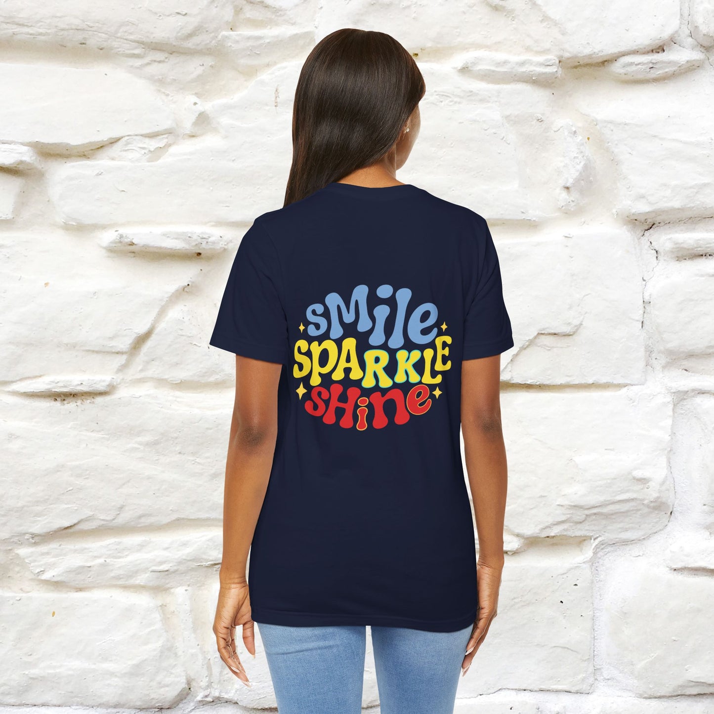 "Smile, Sparkle, Shine" Cat T-Shirt | Front & Back Design | Nunu&Miao Studio - Nunu&Miao Studio