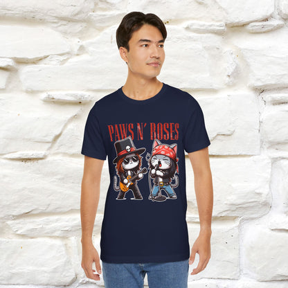 Paws N' Roses T-Shirt | Rock-Inspired Cat Lover  | Nunu&Miao Studio - Nunu&Miao Studio