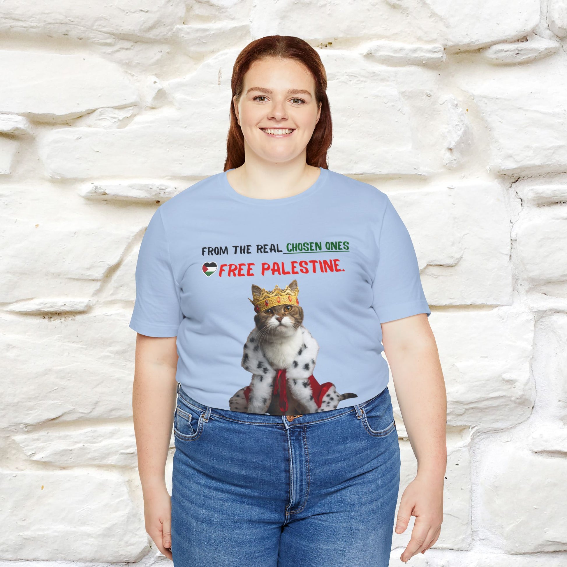 "From the real chosen ones  Free Palestine." Cat T-shirt |Nunu&Miao Studio - Nunu&Miao Studio