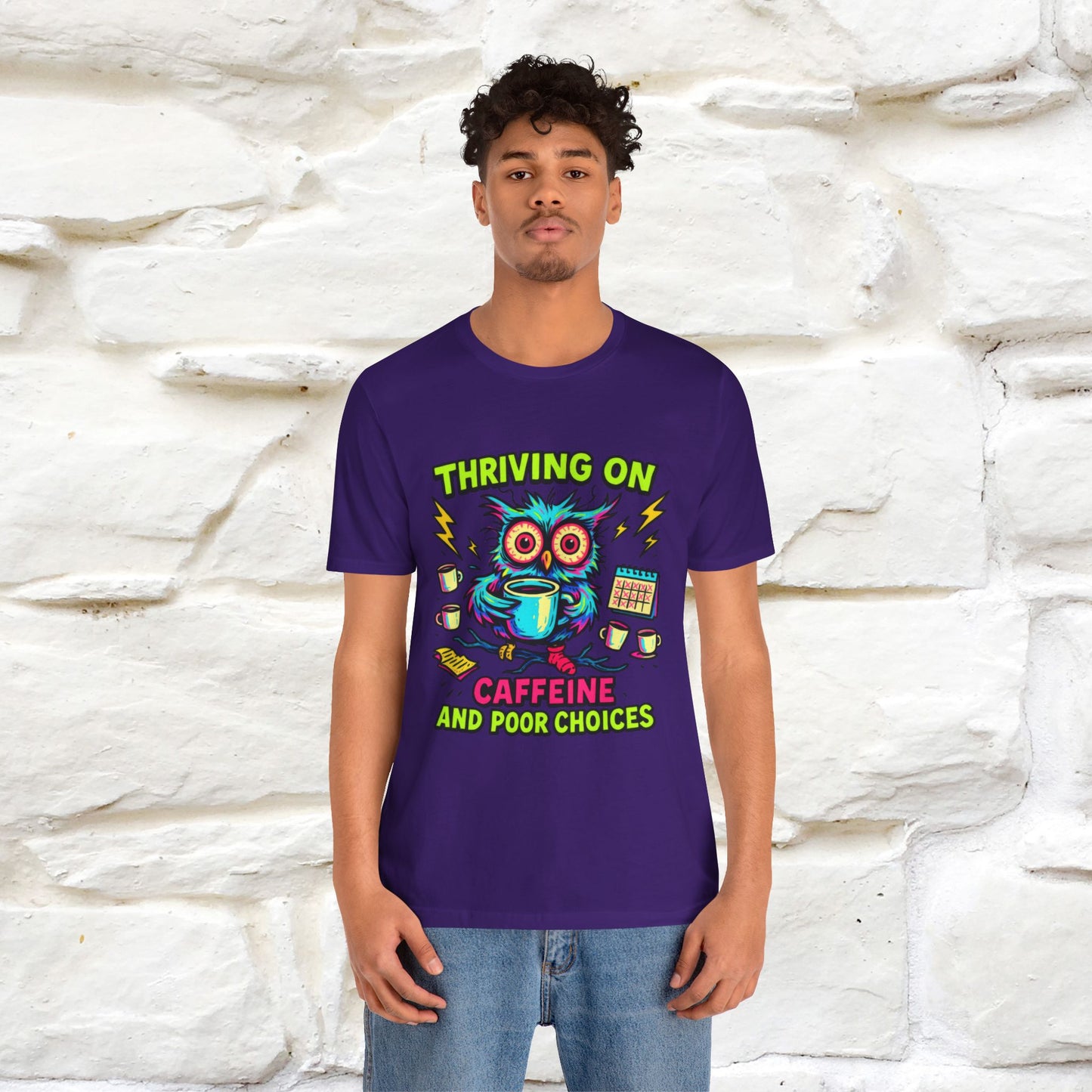''Thriving On Caffeine And Poor Choices''|  Sarcastic Cat T-Shirt | Nunu&Miao Studio