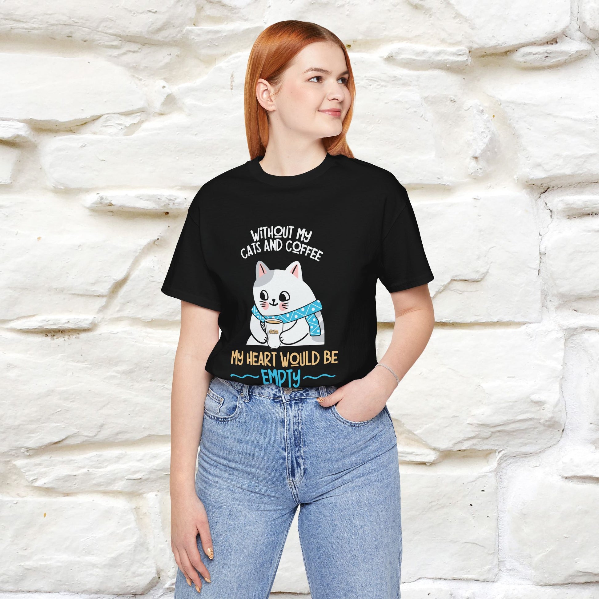 "Without My Cats and Coffee, My Heart Would Be Empty" Cat T-shirt | Nunu&Miao Studio - Nunu&Miao Studio