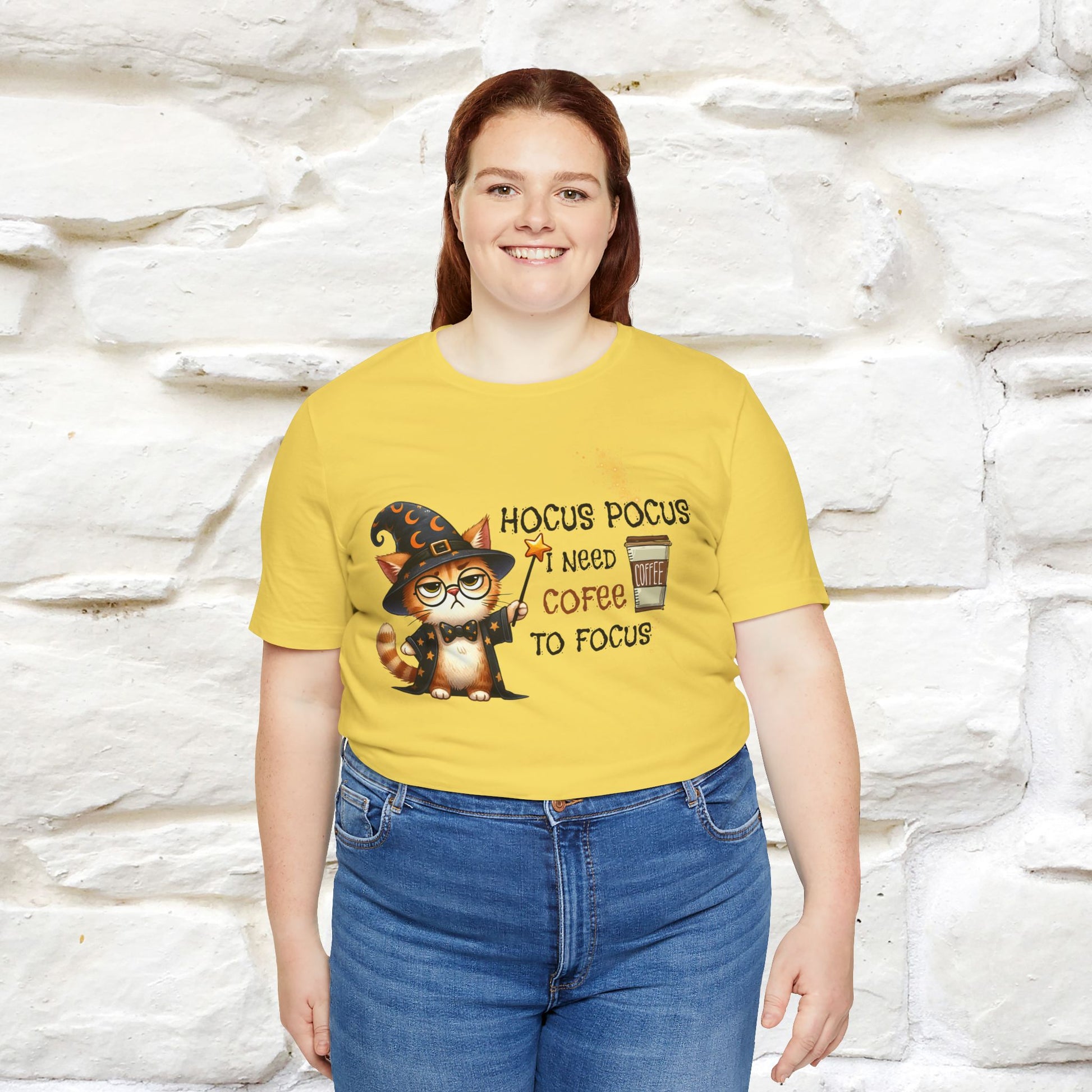 ''Hocus Pocus I Need Coffe To Focus'' Funny Cat Shirt | Nunu&Miao Studio - Nunu&Miao Studio