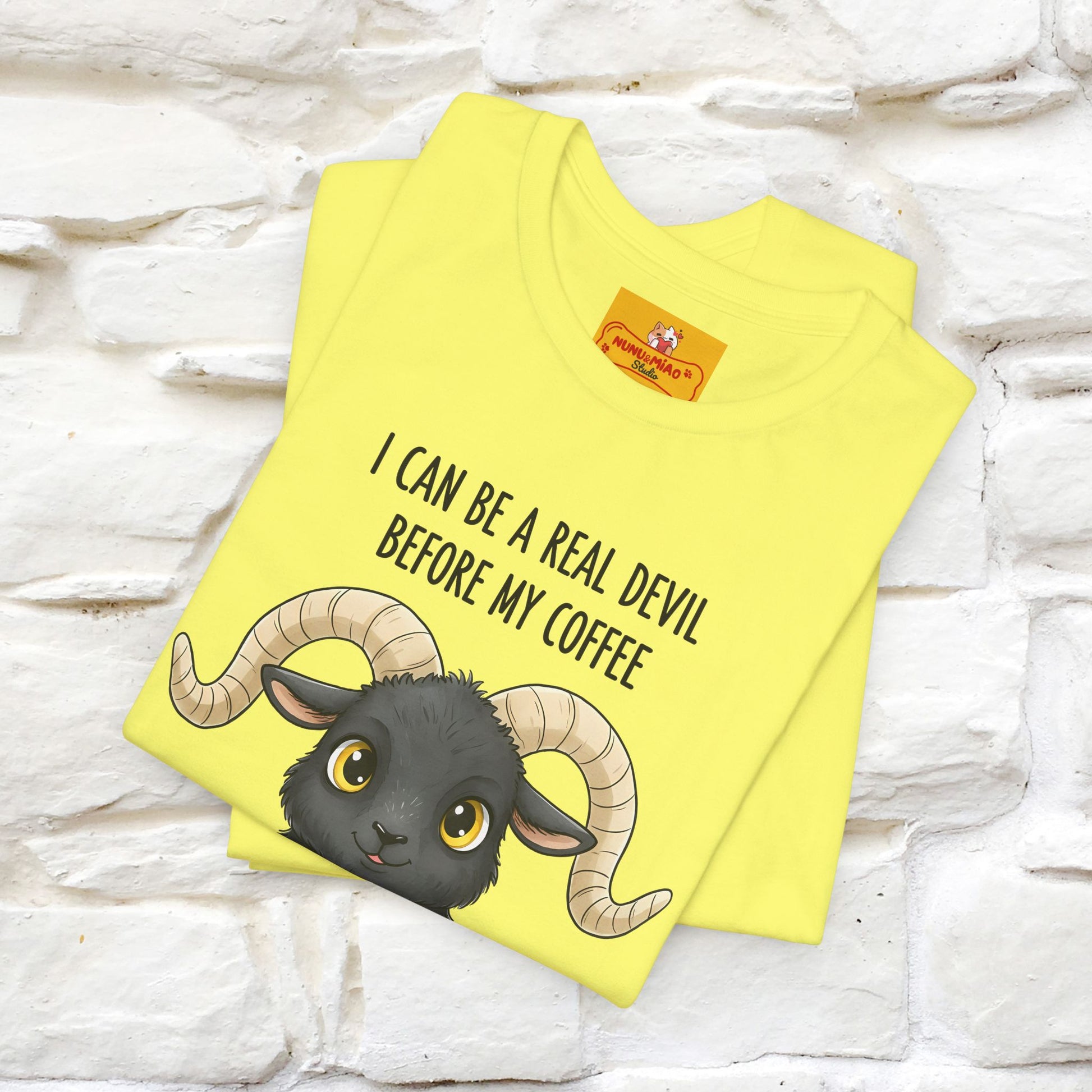"I Can Be a Real Devil Before My Coffe" Funny T-shirt |Nunu&Miao Studio - Nunu&Miao Studio