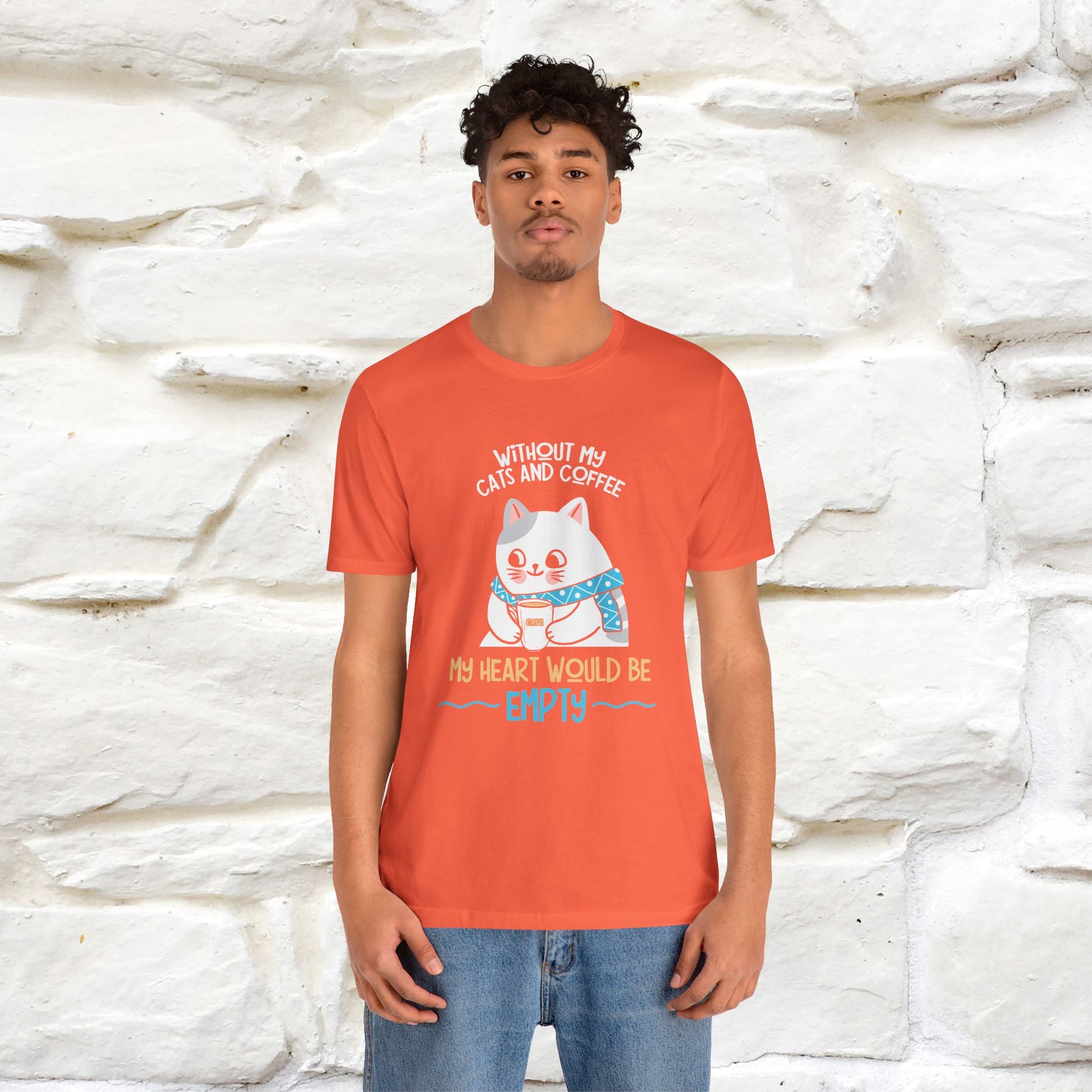 "Without My Cats and Coffee, My Heart Would Be Empty" Cat T-shirt | Nunu&Miao Studio - Nunu&Miao Studio