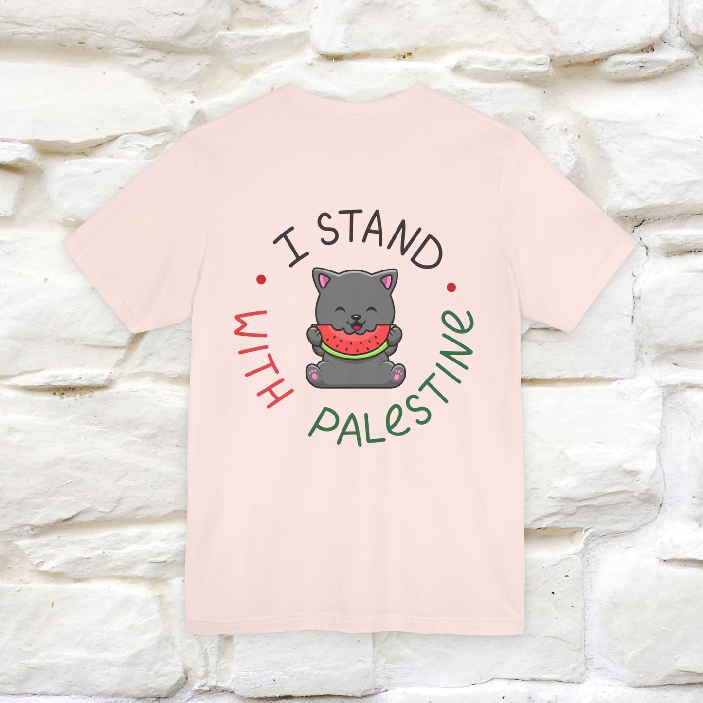 "I Stand With Palestine" Cat T-shirt | Front & Back Design |Nunu&Miao Studio - Nunu&Miao Studio