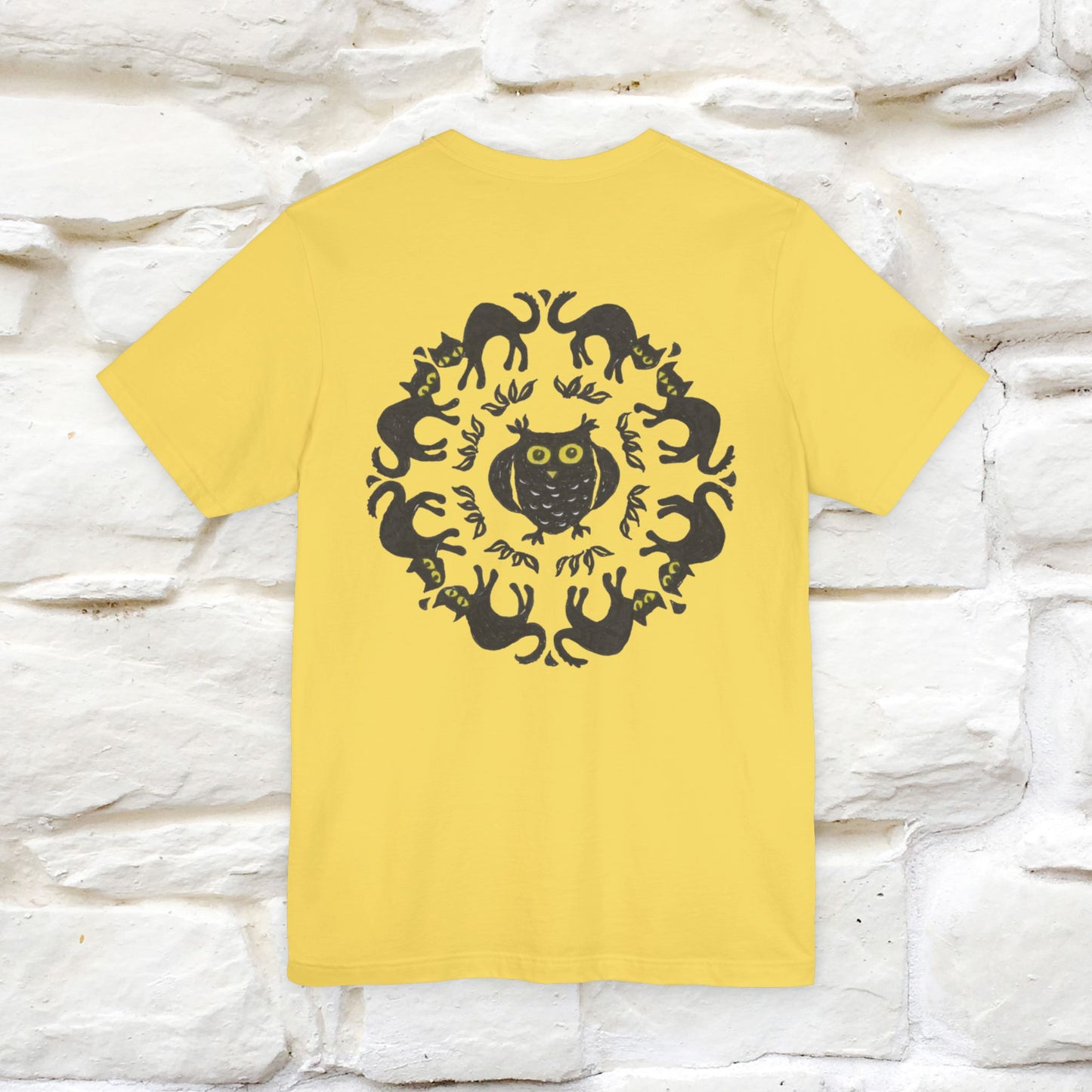 ''Black Cat Circle'' Cat T-Shirt Front and Back Design | Nunu&Miao Studio - Nunu&Miao Studio