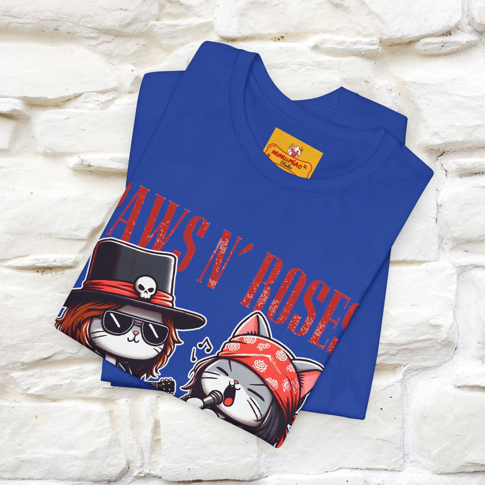 Paws N' Roses T-Shirt | Rock-Inspired Cat Lover  | Nunu&Miao Studio - Nunu&Miao Studio