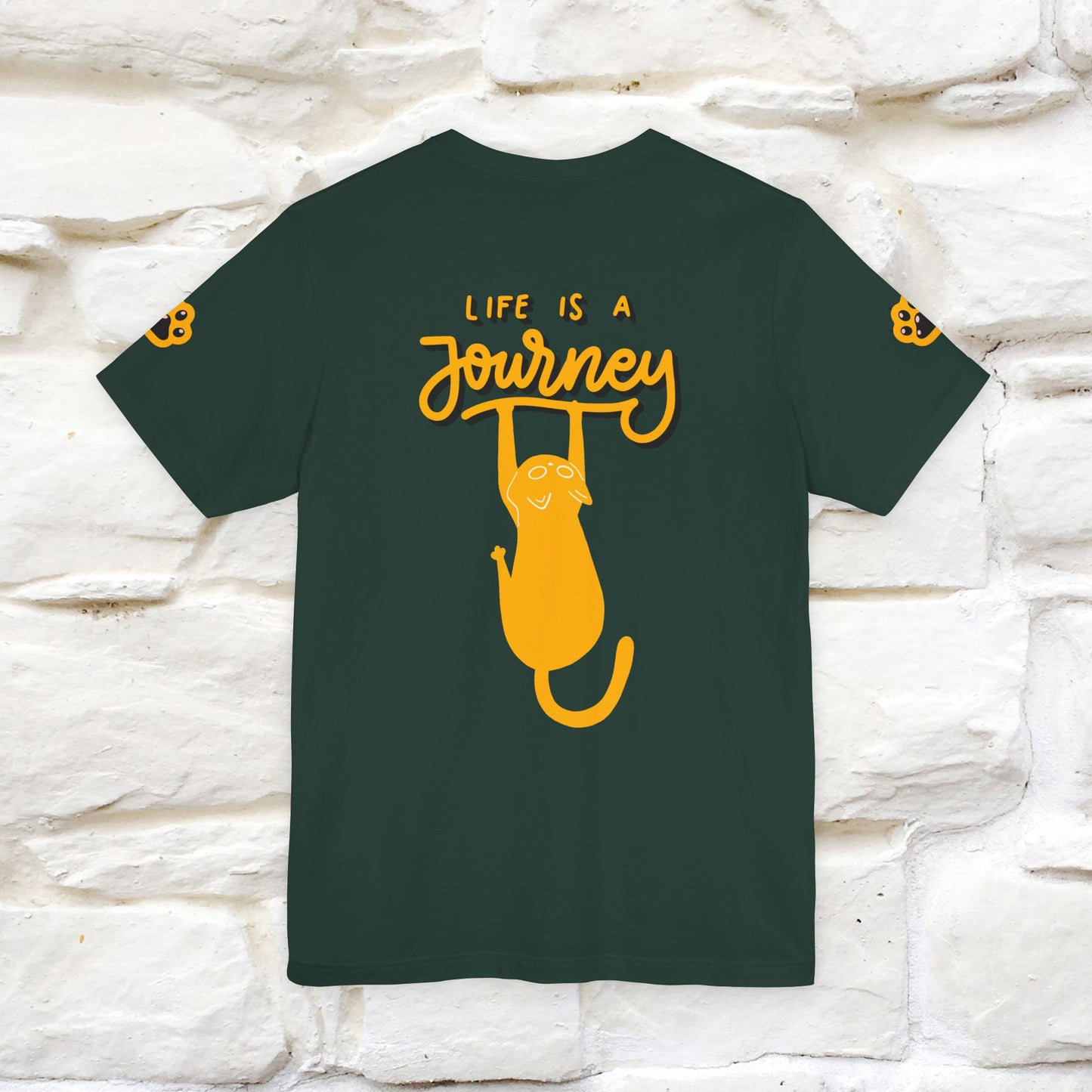 "Life Is A Journey'' Cat T-Shirt | Front & Back Design | Nunu&Miao Studio - Nunu&Miao Studio