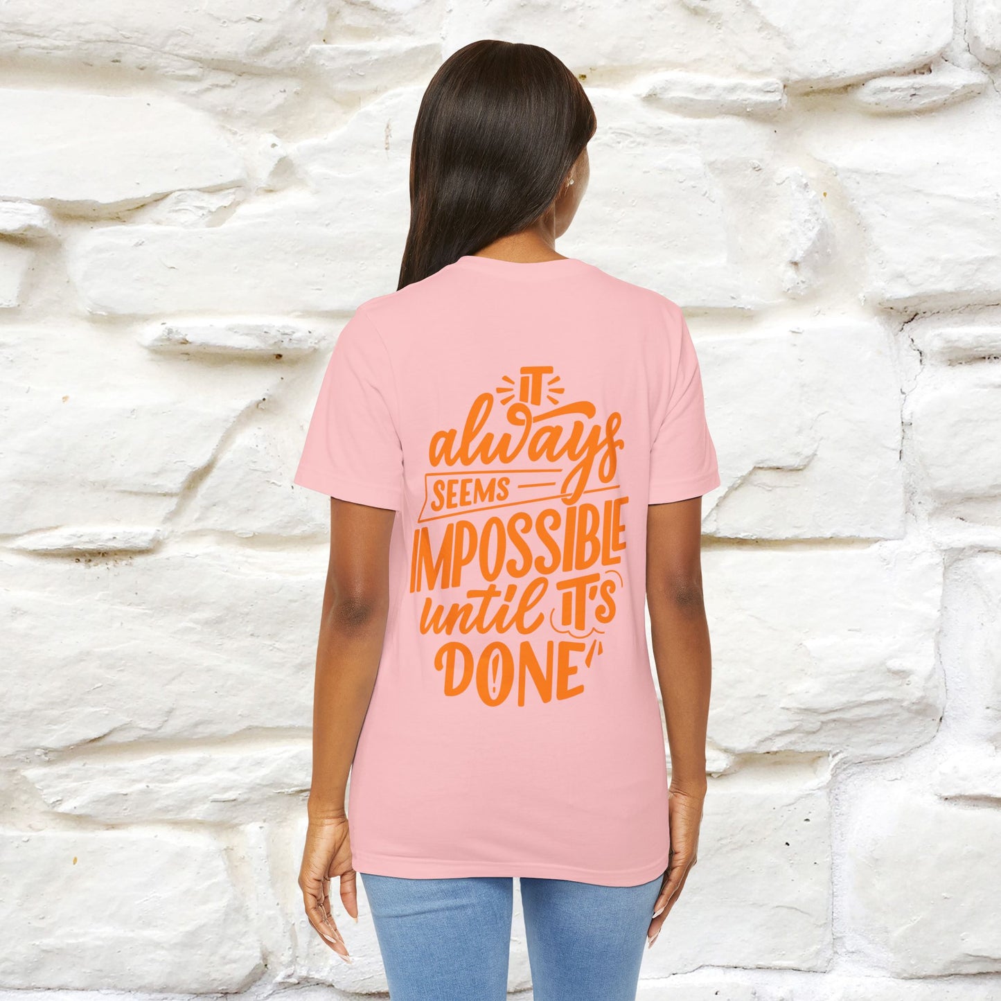 "It Always Seems Impossible Until It’s Done" Cat T-Shirt| Front & Back Design | Nunu&Miao Studio - Nunu&Miao Studio