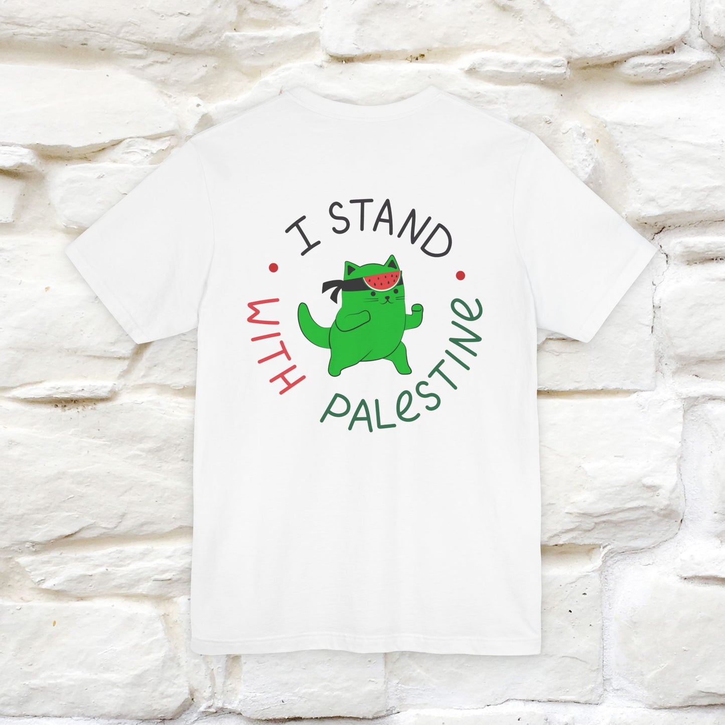 "I Love Palestine" Cat T-shirt | Front & Back Design |Nunu&Miao Studio - Nunu&Miao Studio