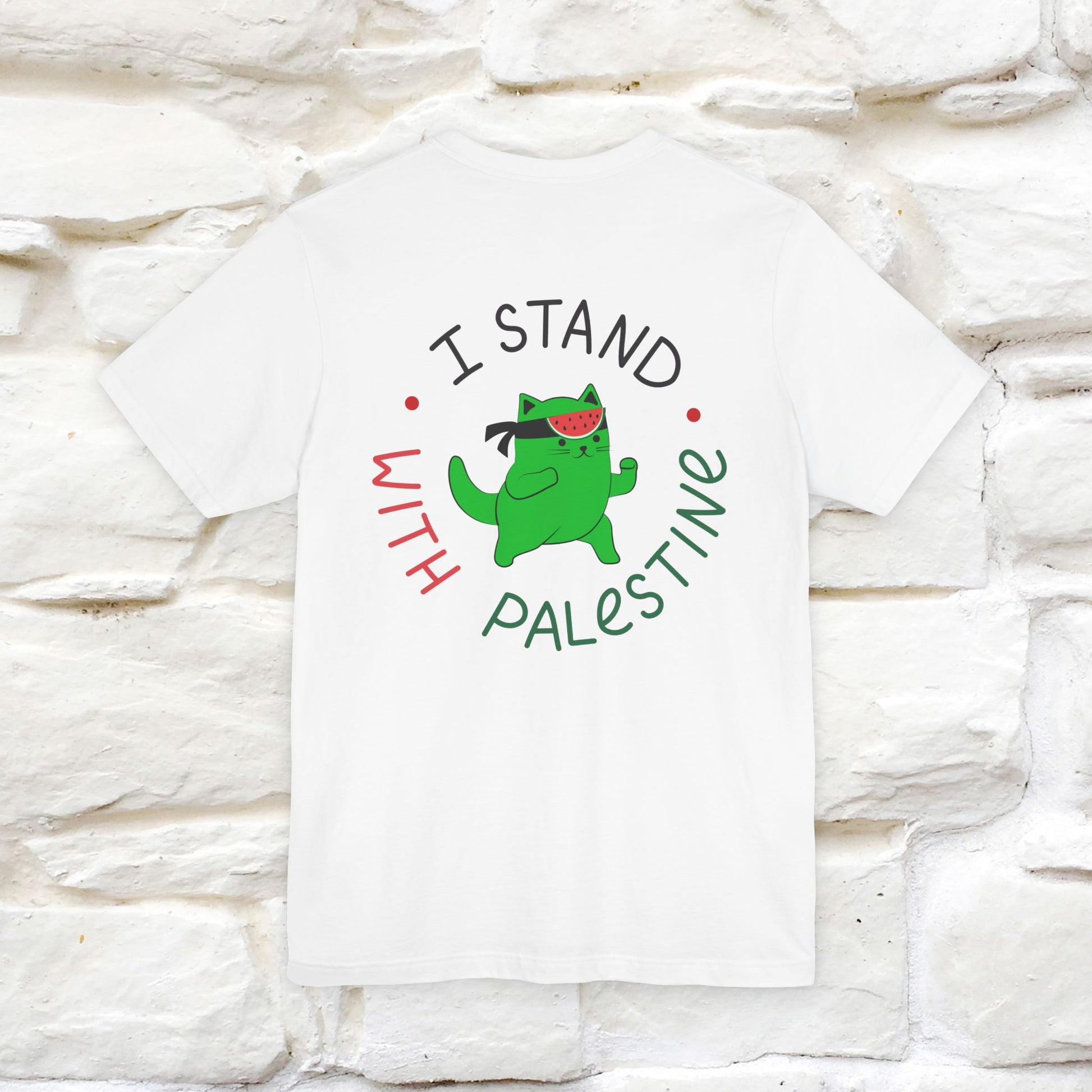 "I Love Palestine" Cat T-shirt | Front & Back Design |Nunu&Miao Studio - Nunu&Miao Studio