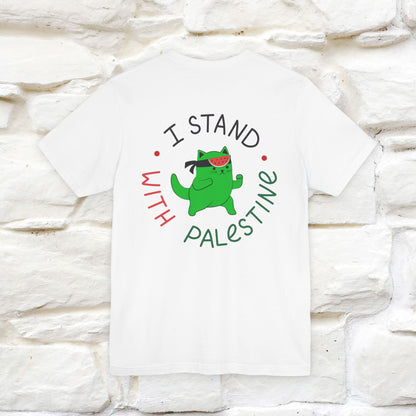 "I Love Palestine" Cat T-shirt | Front & Back Design |Nunu&Miao Studio - Nunu&Miao Studio