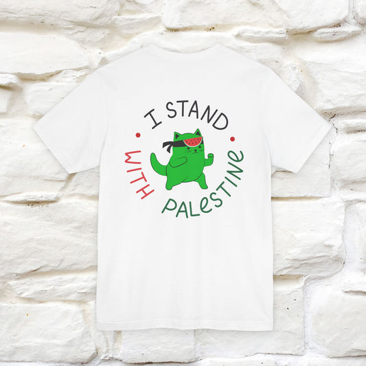 "I Love Palestine" Cat T-shirt | Front & Back Design |Nunu&Miao Studio - Nunu&Miao Studio