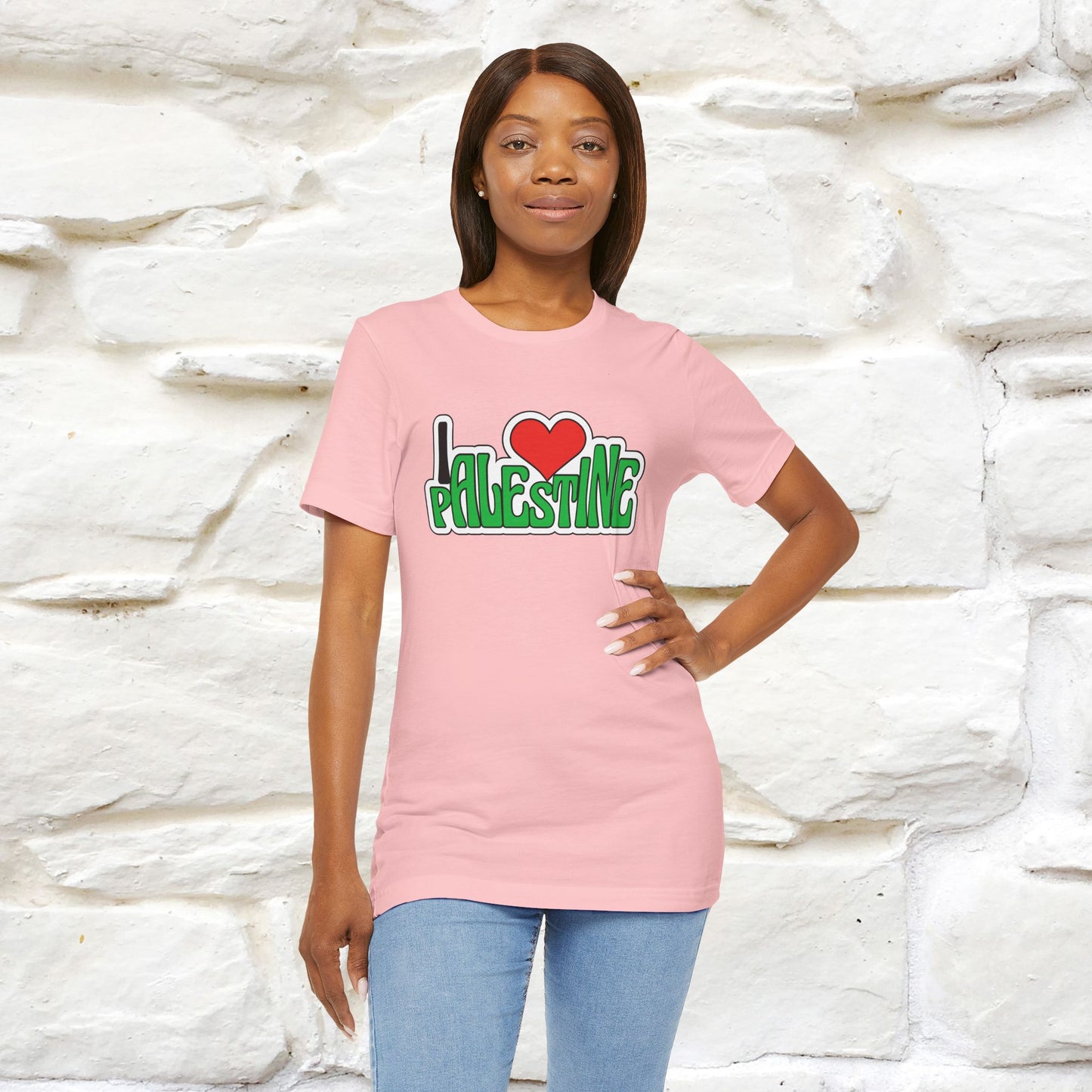 "I Love Palestine" Cat T-shirt | Front & Back Design |Nunu&Miao Studio - Nunu&Miao Studio