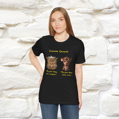 "Career Growth: Cat vs. Dog" | Cat T-Shirt | Nunu&Miao Studio - Nunu&Miao Studio