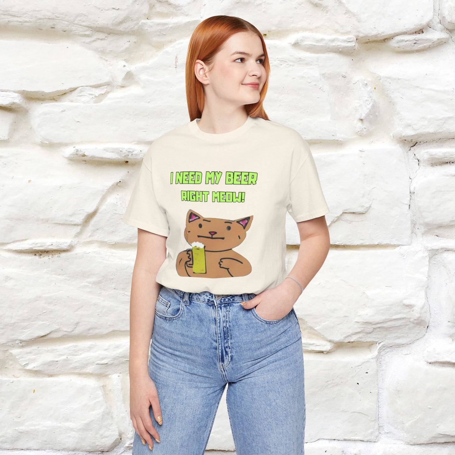 "I Need My Beer Right Meow!" Cat  T-shirt |Nunu&Miao Studio - Nunu&Miao Studio