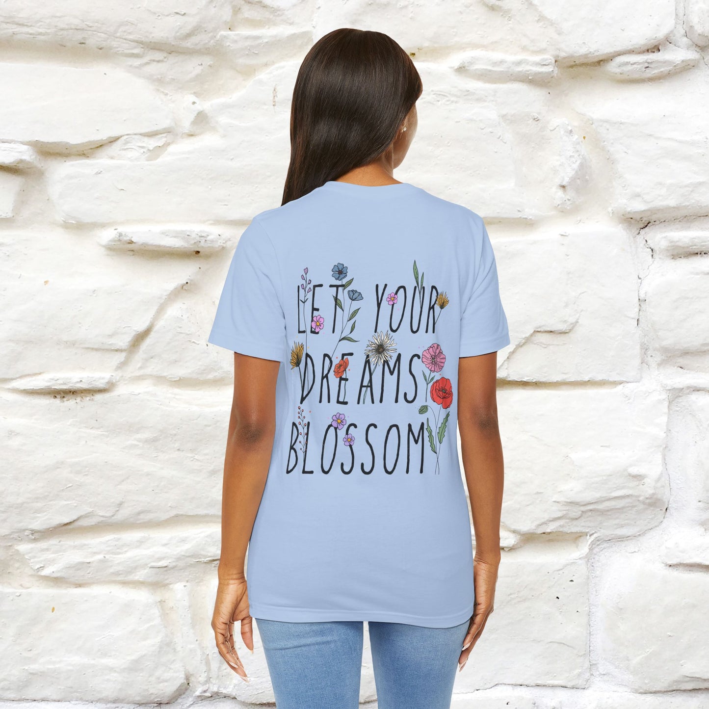 "Let Your Dreams Blossom'' Cat T-Shirt Front and Back Design | Nunu&Miao Studio - Nunu&Miao Studio