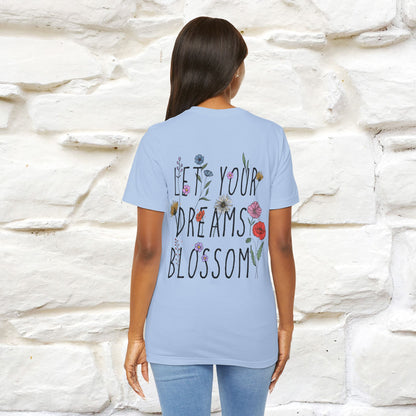 "Let Your Dreams Blossom'' Cat T-Shirt Front and Back Design | Nunu&Miao Studio - Nunu&Miao Studio