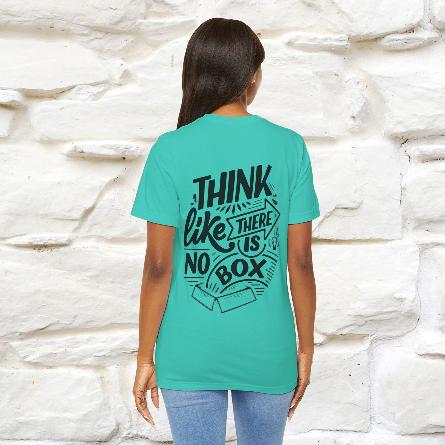 "Think Like There Is No Box" Cat T-Shirt| Front & Back Design | Nunu&Miao Studio - Nunu&Miao Studio