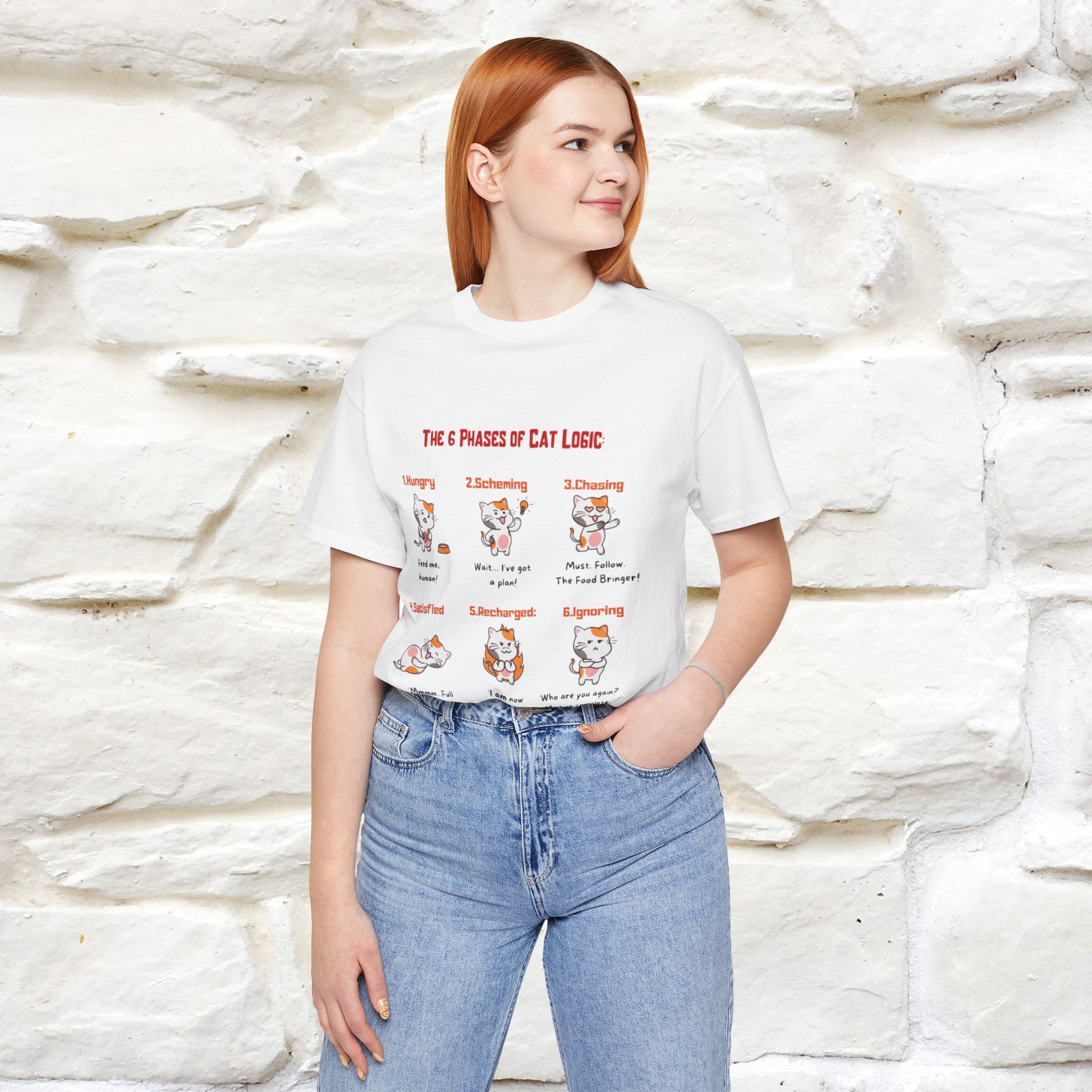 "The 6 Phases of Cat Logic" Hilarious Cat T-Shirt  | Nunu&Miao Studio - Nunu&Miao Studio