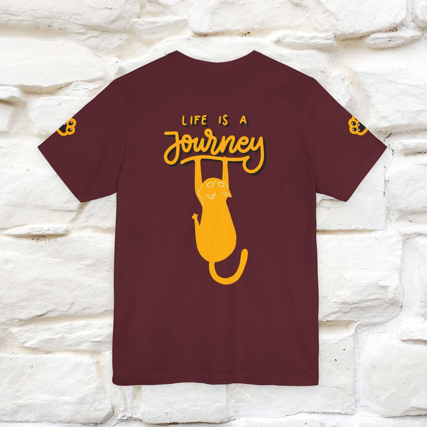 "Life Is A Journey'' Cat T-Shirt | Front & Back Design | Nunu&Miao Studio - Nunu&Miao Studio
