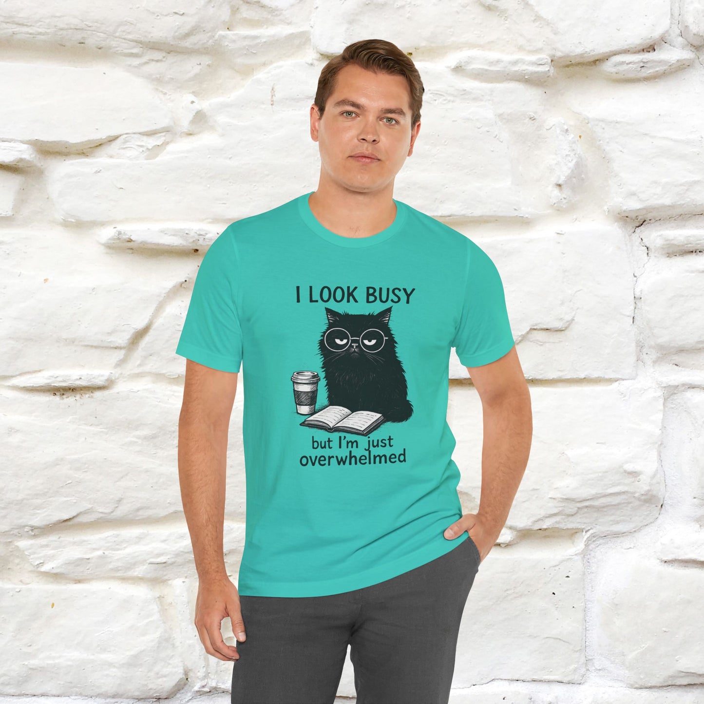"I Look Busy But I'm Just Overwhelmed" |Cat T-Shirt | Nunu&Miao Studio - Nunu&Miao Studio