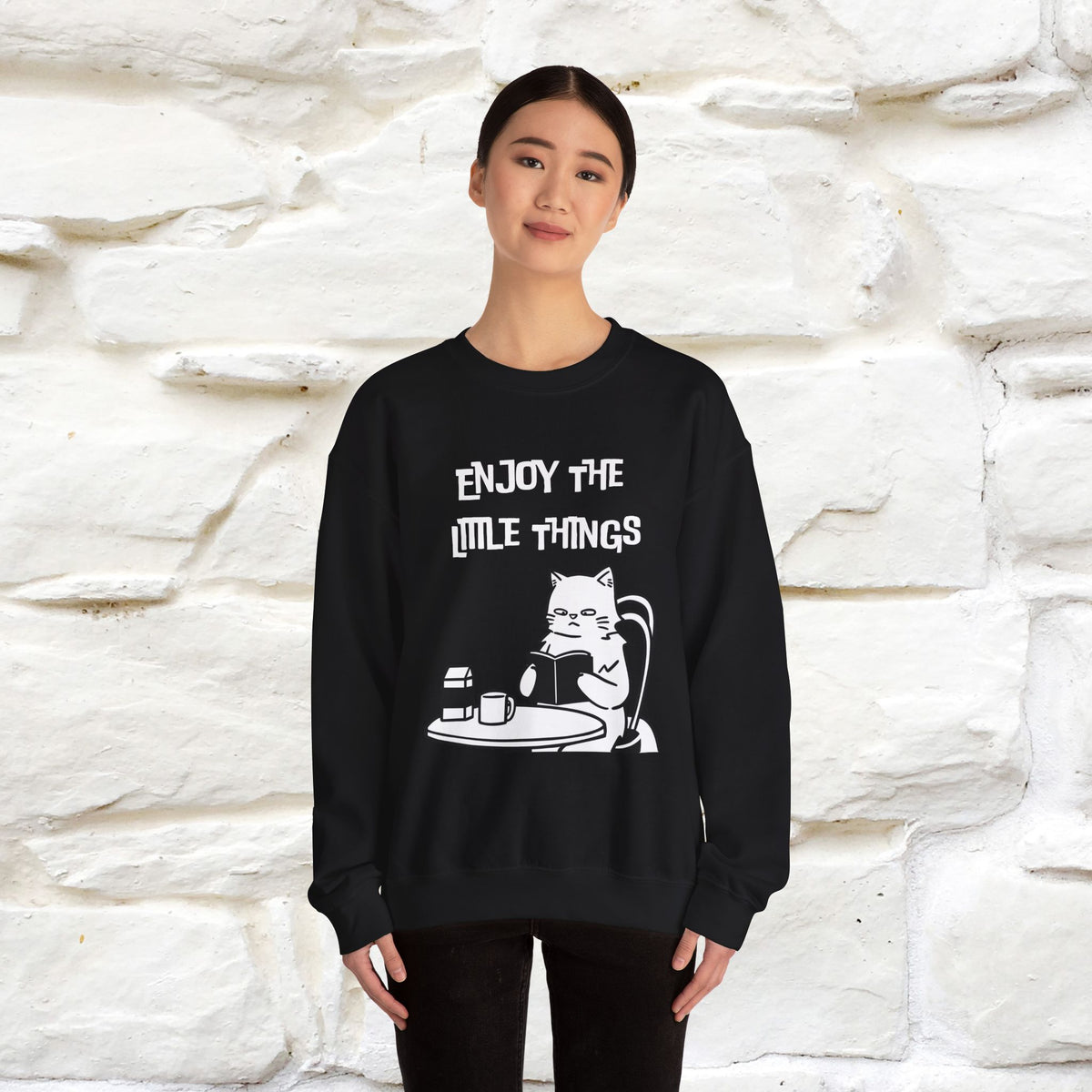 ''Enjoy the Little Things'' | Cute Cat Sweatshirt | Nunu&Miao Studio