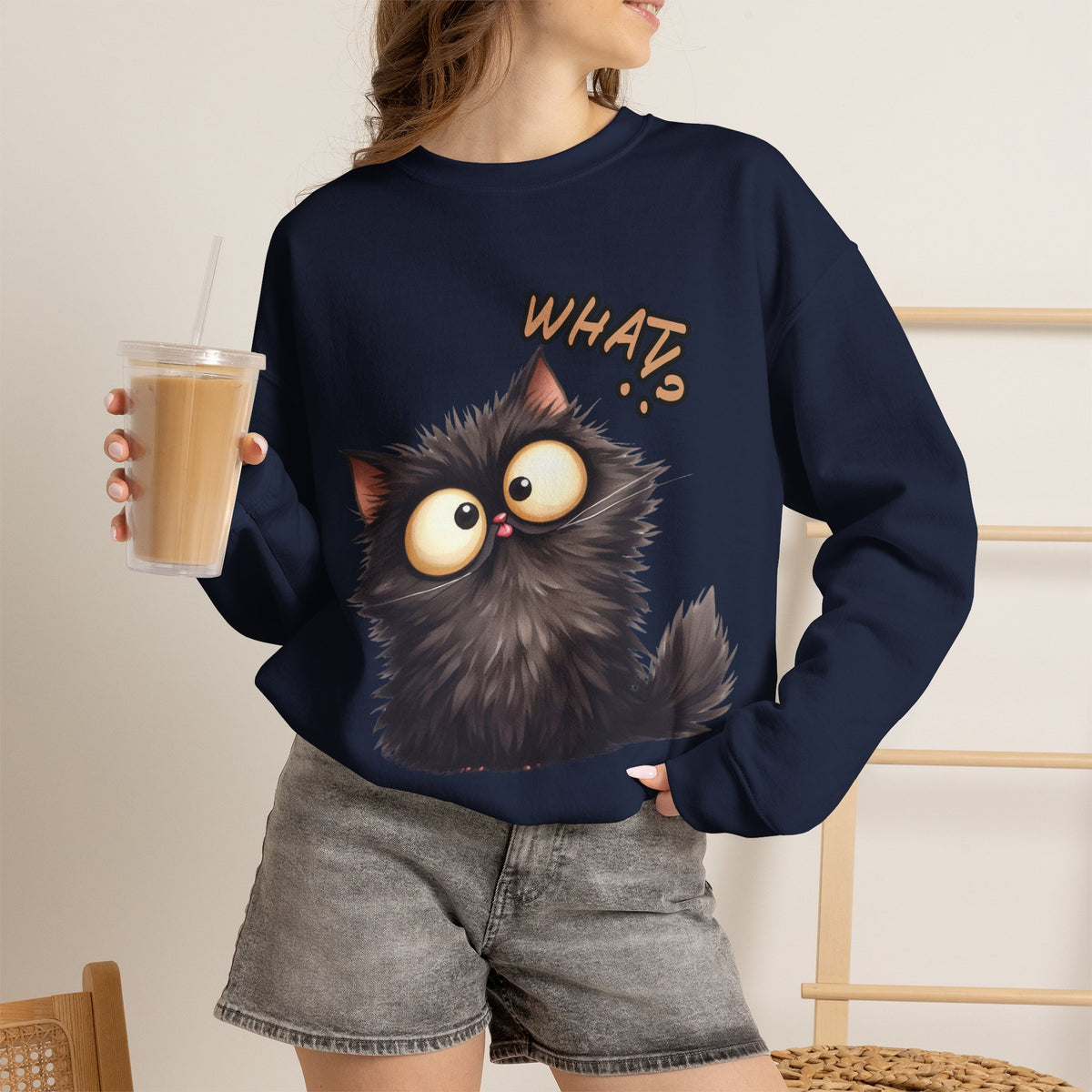 "What'' |Cat Sweatshirt | Nunu&Miao Studio