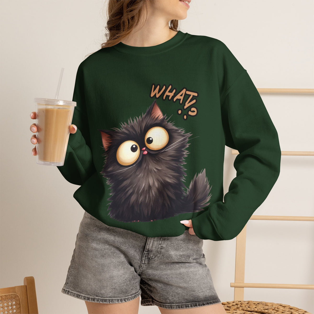 "What'' |Cat Sweatshirt | Nunu&Miao Studio