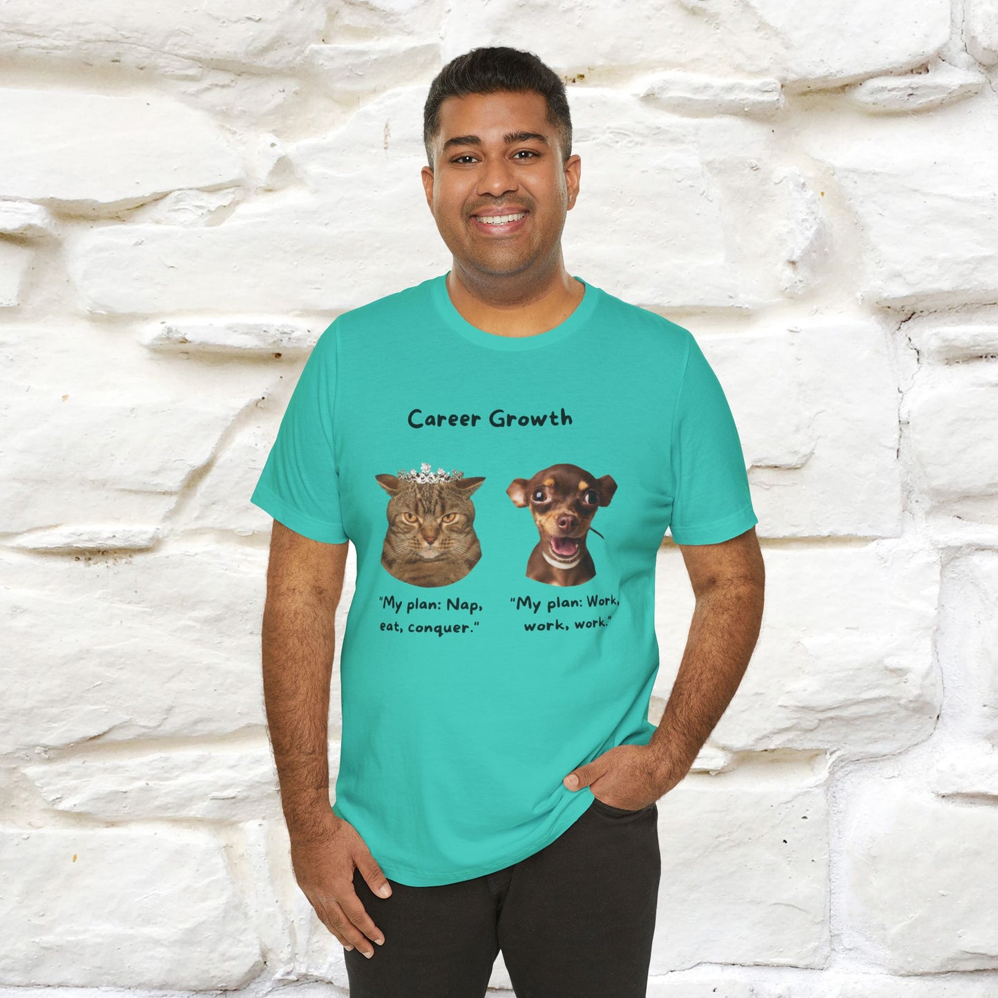 "Career Growth: Cat vs. Dog" | Cat T-Shirt | Nunu&Miao Studio - Nunu&Miao Studio