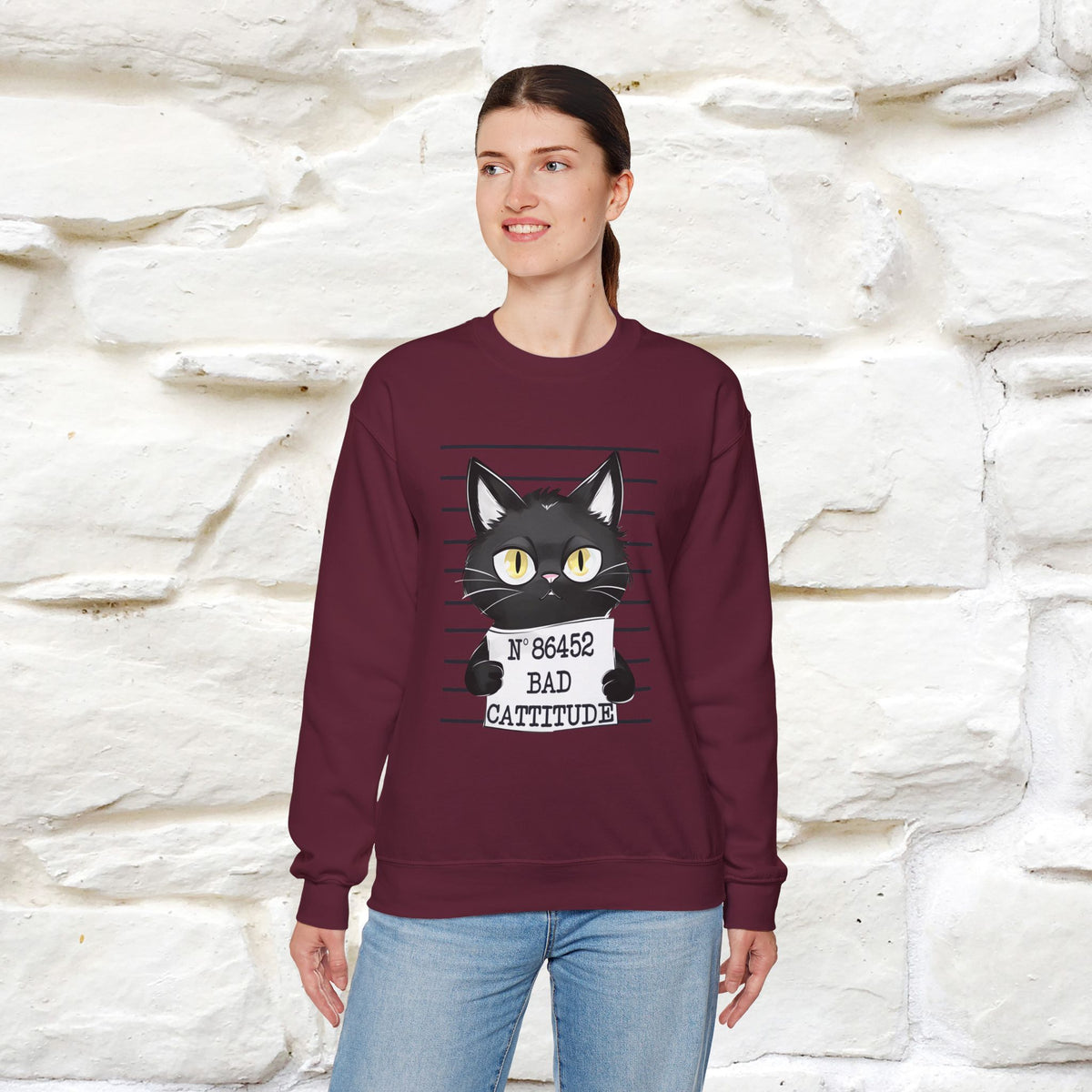 ''Bad Cattitude'' |Cat Sweatshirt | Nunu&Miao Studio