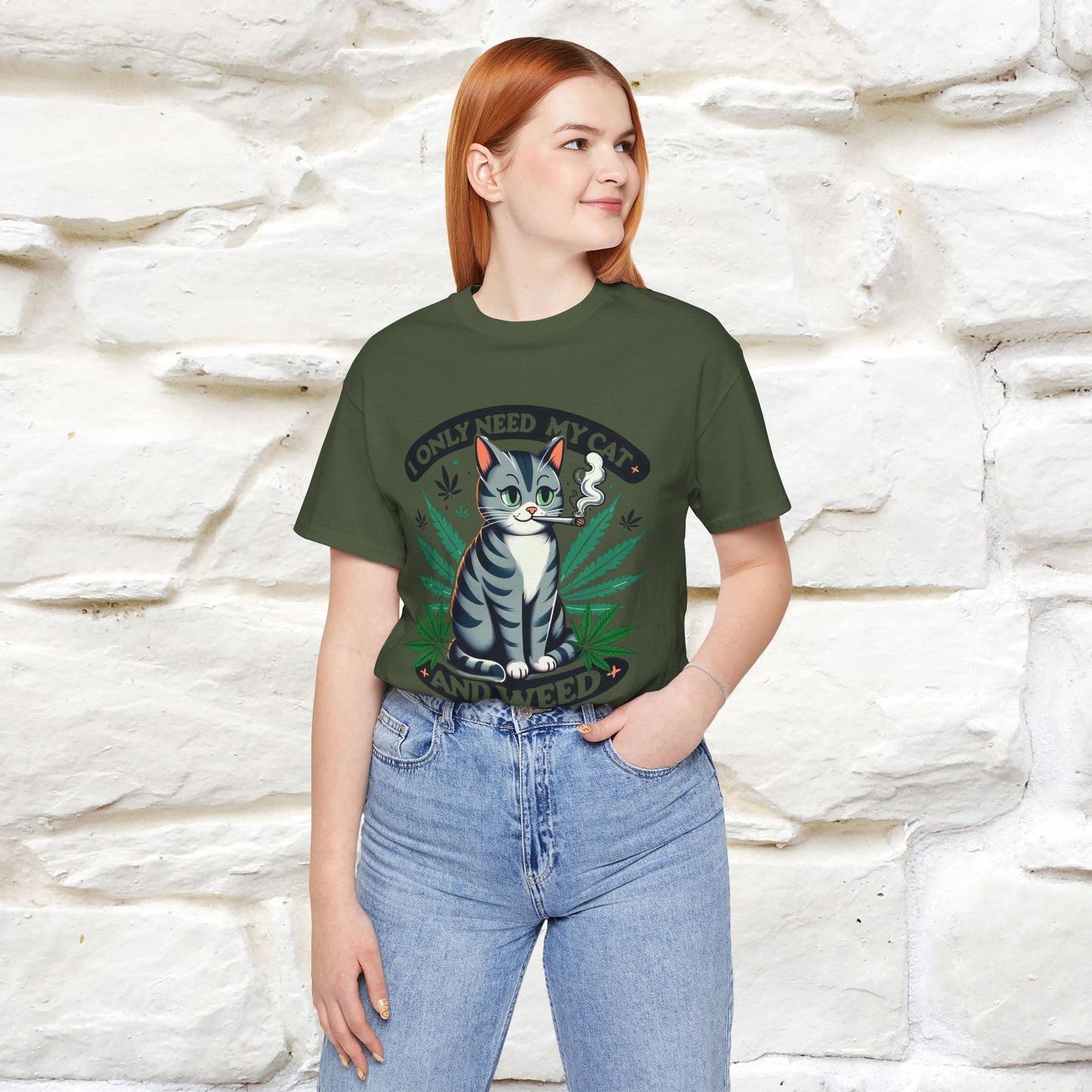 ''I Only Need My Cat and Weed'' Funny T-Shirt | Nunu&Miao Studio - Nunu&Miao Studio