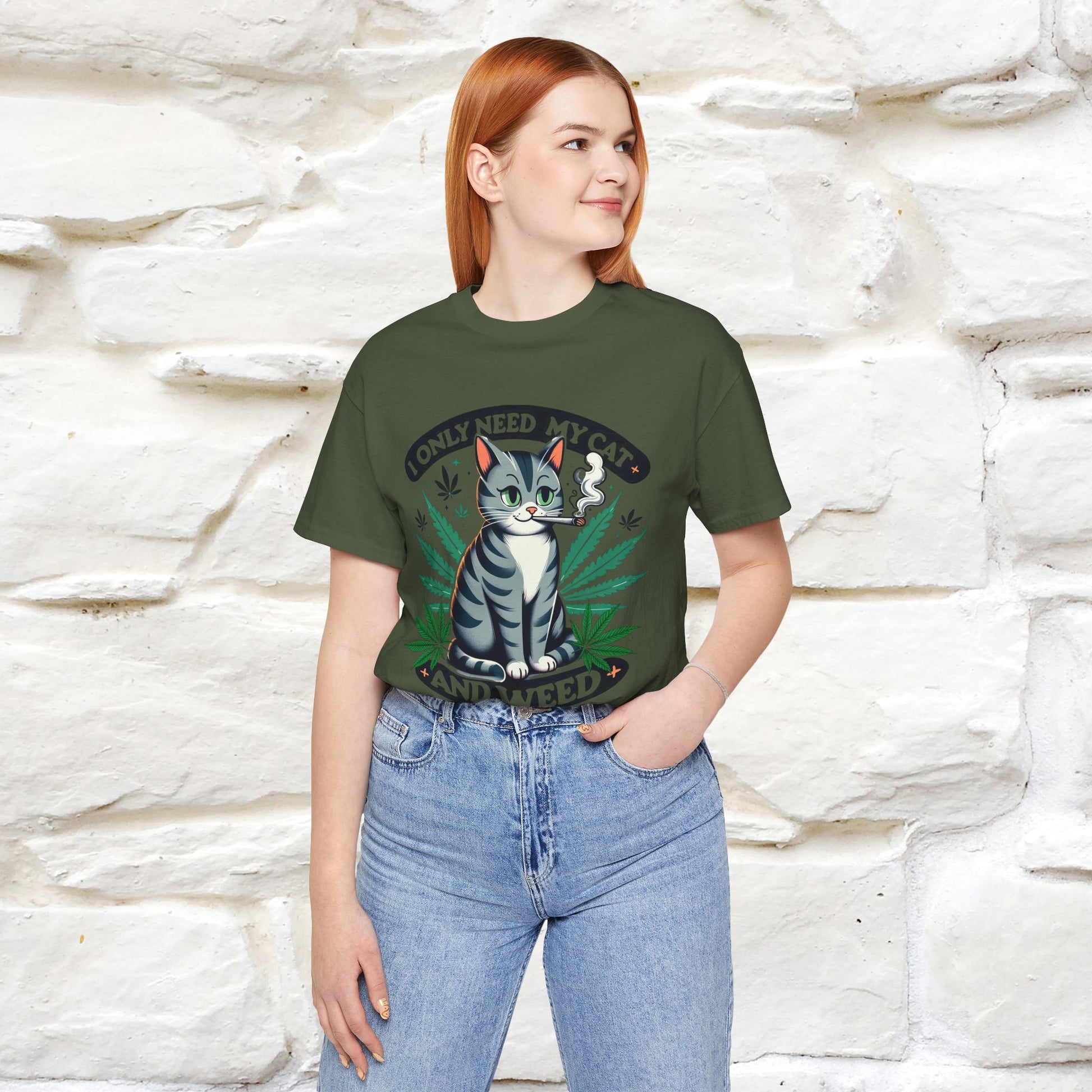 ''I Only Need My Cat and Weed'' Funny T-Shirt | Nunu&Miao Studio - Nunu&Miao Studio