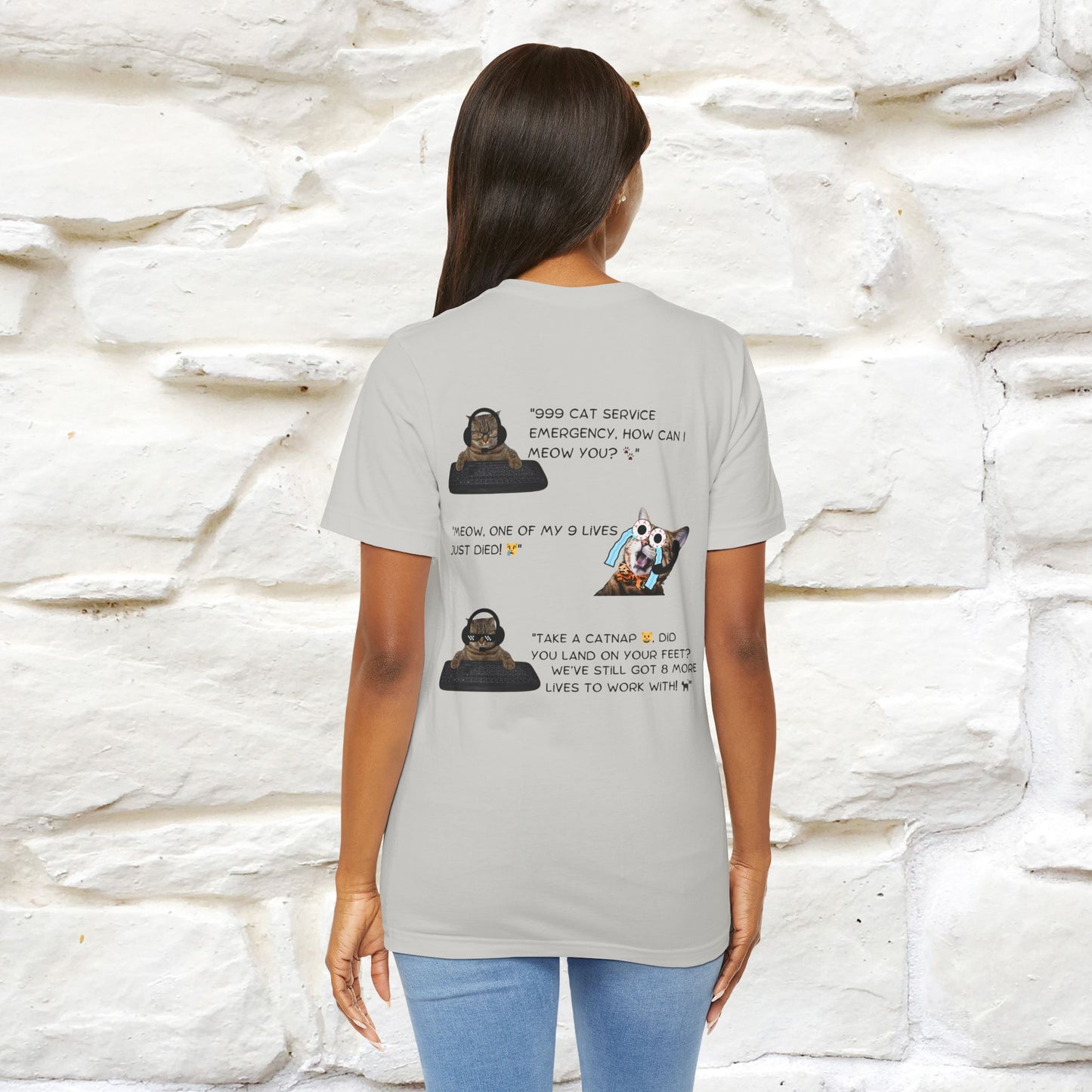 ''911 Emergency'' | Front & Back Design | Cat T-Shirt | Nunu&Miao Studio - Nunu&Miao Studio
