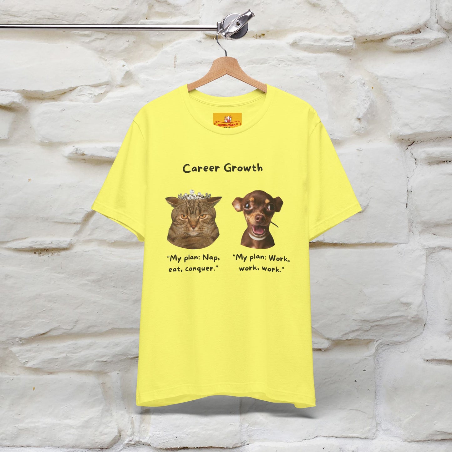 "Career Growth: Cat vs. Dog" | Cat T-Shirt | Nunu&Miao Studio - Nunu&Miao Studio