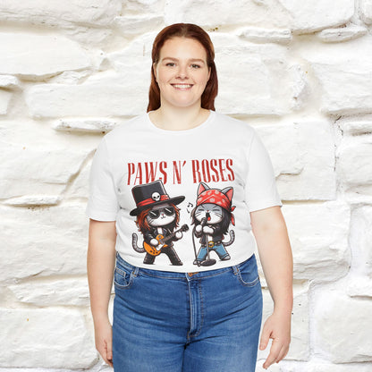 Paws N' Roses T-Shirt | Rock-Inspired Cat Lover  | Nunu&Miao Studio - Nunu&Miao Studio