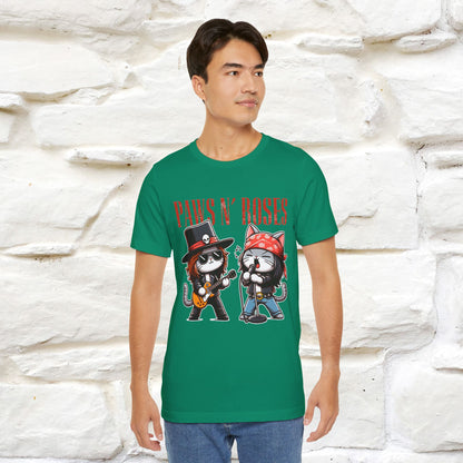 Paws N' Roses T-Shirt | Rock-Inspired Cat Lover  | Nunu&Miao Studio - Nunu&Miao Studio