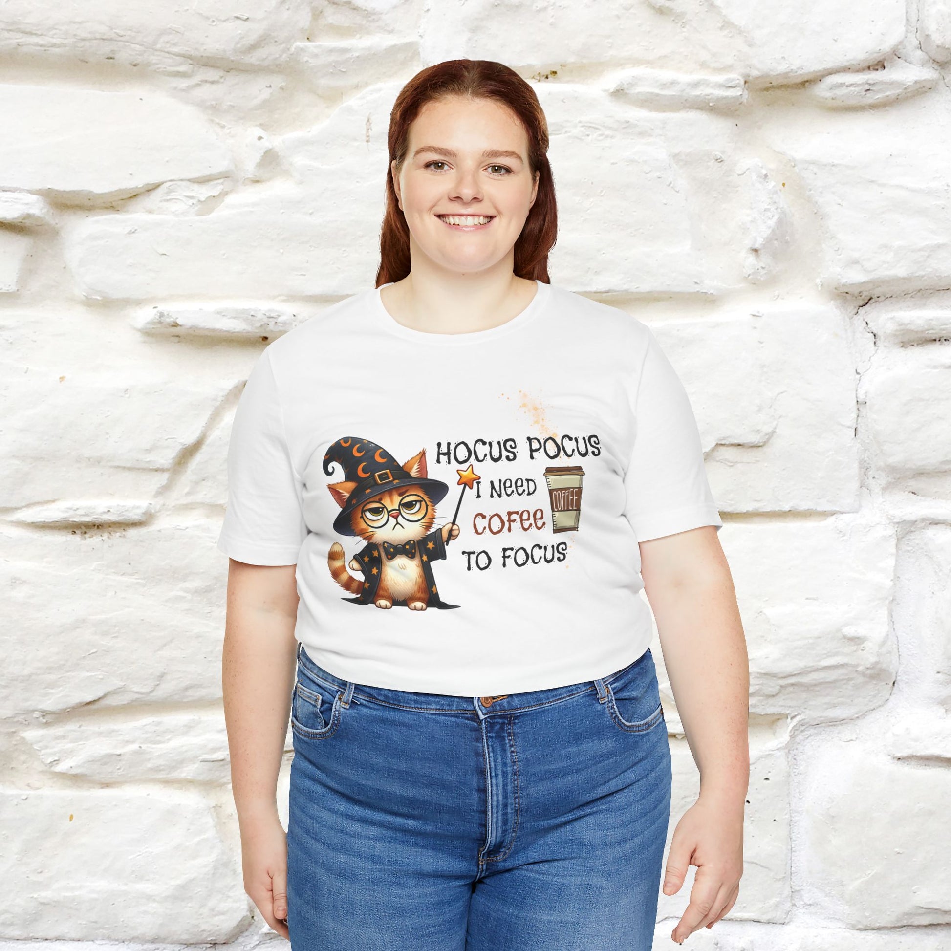 ''Hocus Pocus I Need Coffe To Focus'' Funny Cat Shirt | Nunu&Miao Studio - Nunu&Miao Studio