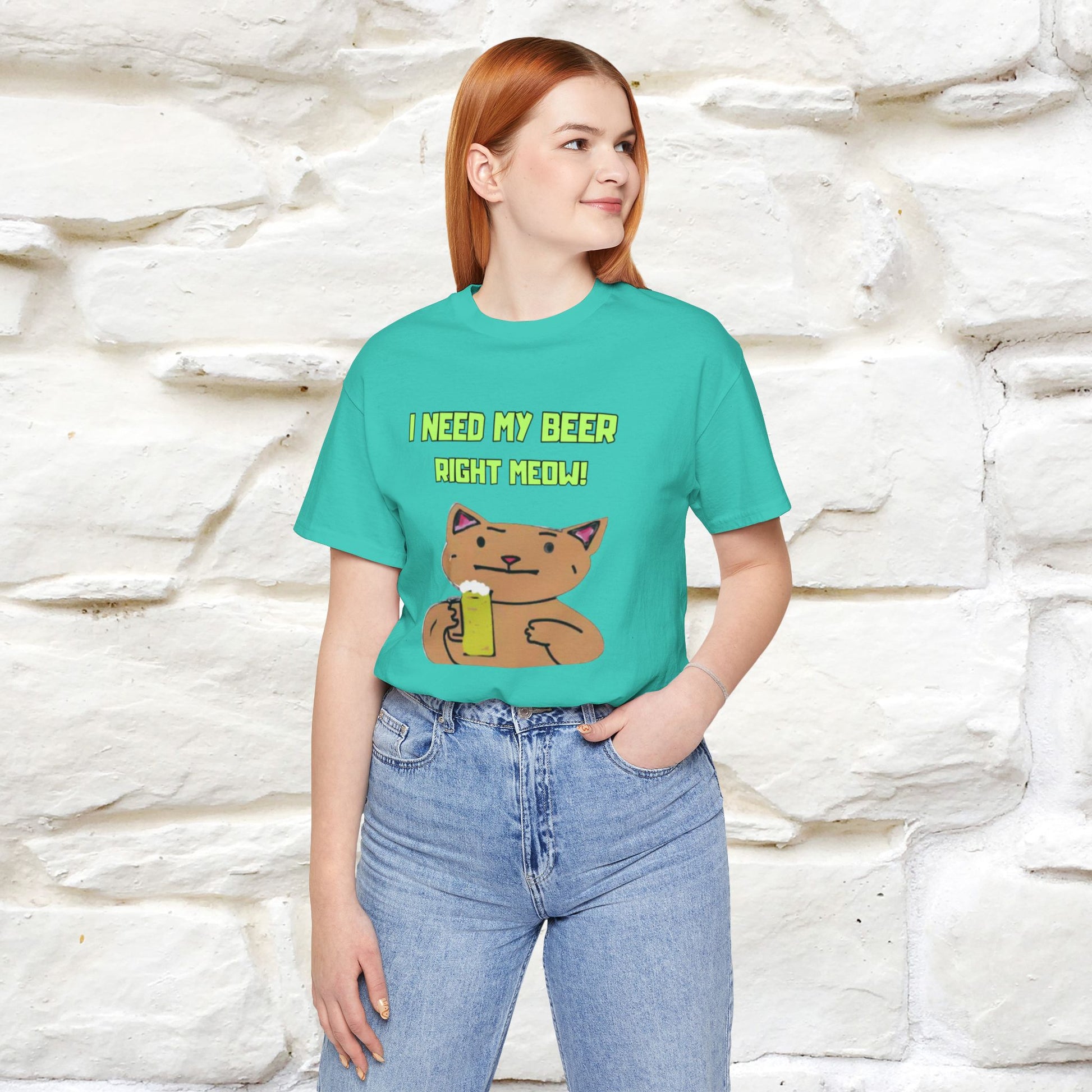 "I Need My Beer Right Meow!" Cat  T-shirt |Nunu&Miao Studio - Nunu&Miao Studio