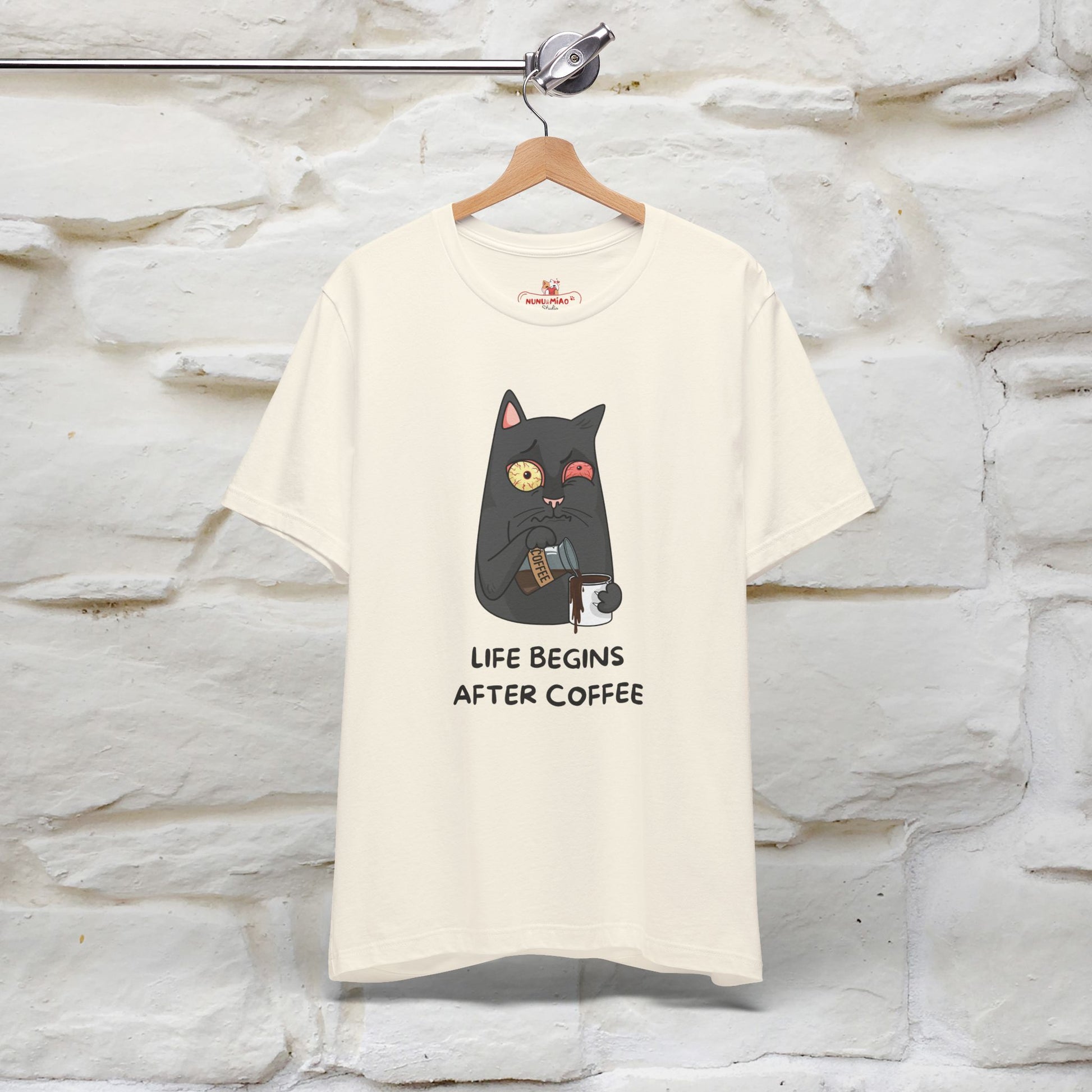 ''Life Begings After Coffe''  Cat T-shirt for Men and Women  100% Cotton* - Nunu&Miao Studio