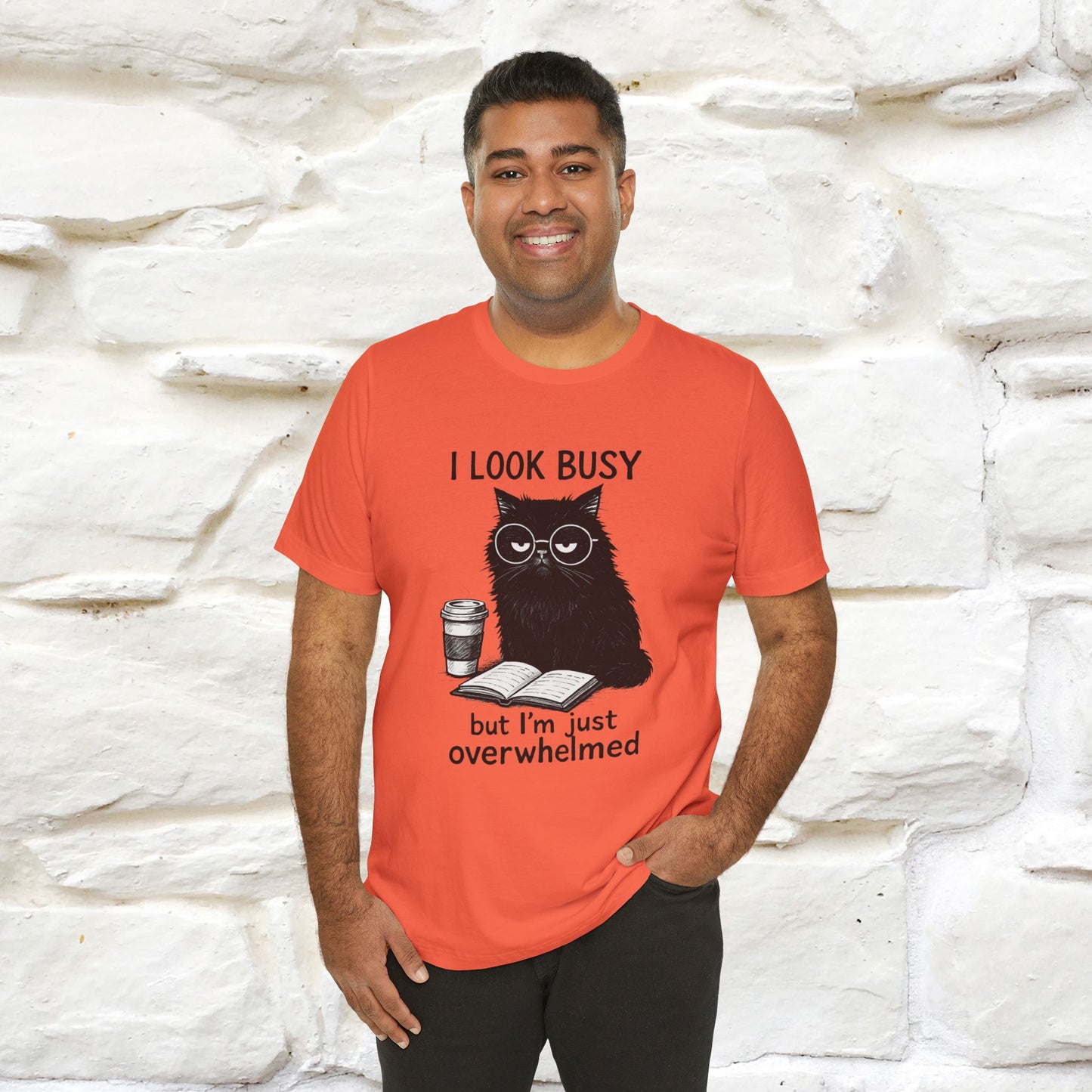 "I Look Busy But I'm Just Overwhelmed" |Cat T-Shirt | Nunu&Miao Studio - Nunu&Miao Studio