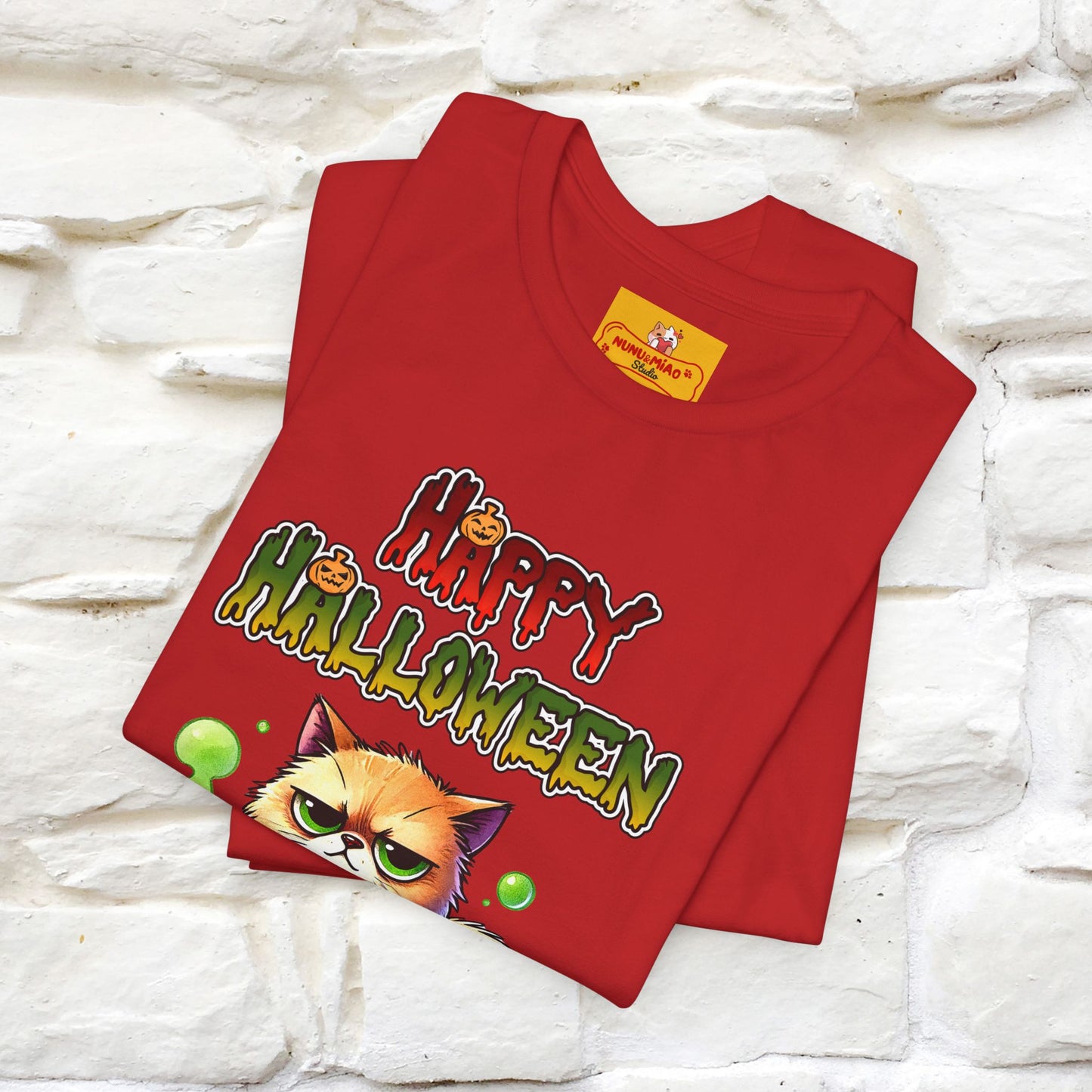 "Angry Cat Happy Halloween" Cat  T-shirt |Nunu&Miao Studio - Nunu&Miao Studio