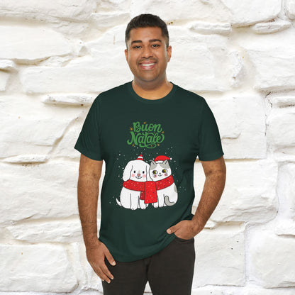 ''Buon Natale Cat and Dog'' Christmas T-shirt  | Nunu&Miao Studio - Nunu&Miao Studio