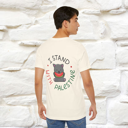 "I Stand With Palestine" Cat T-shirt | Front & Back Design |Nunu&Miao Studio - Nunu&Miao Studio