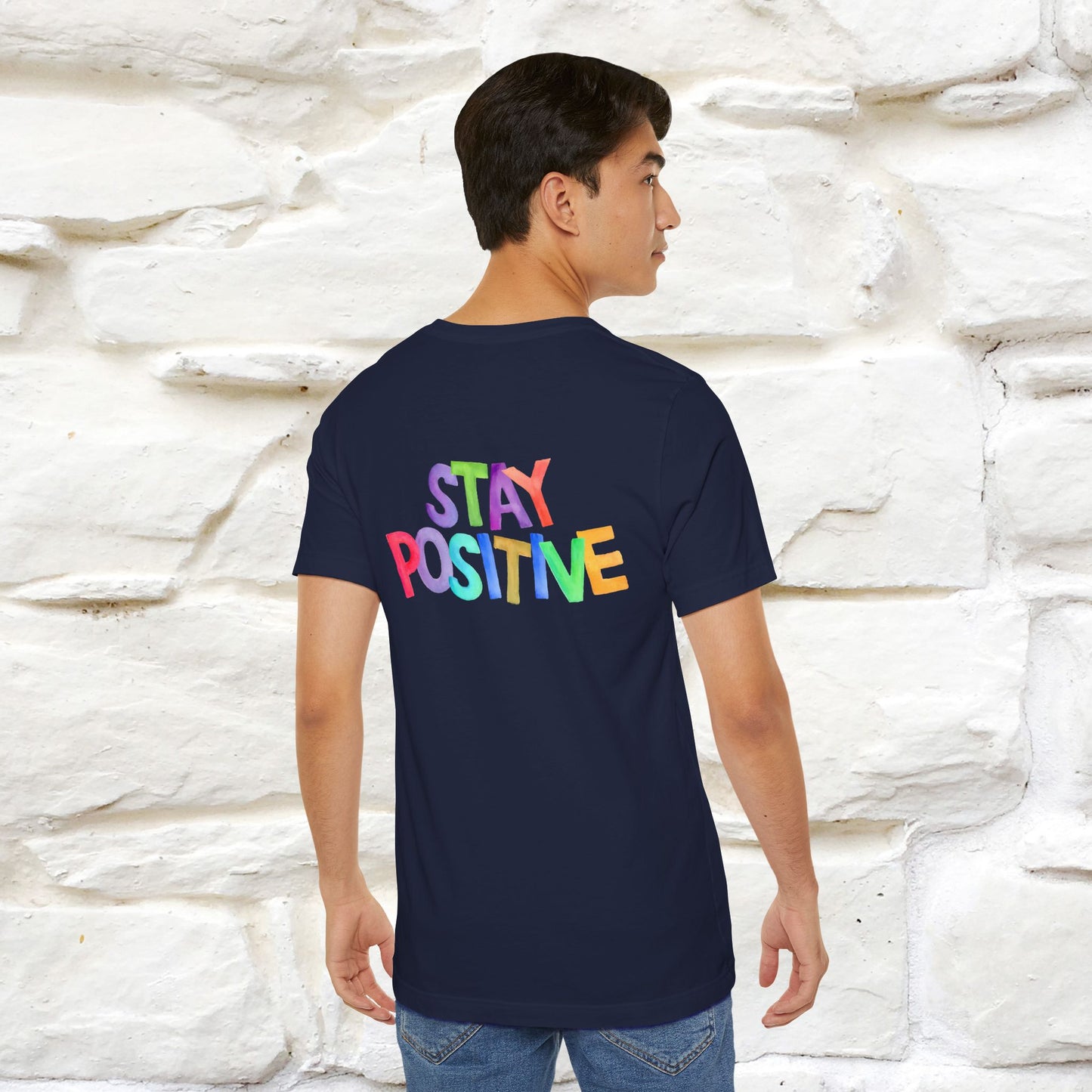 "Stay Positive'' Cat T-Shirt | Front & Back Design | Nunu&Miao Studio - Nunu&Miao Studio