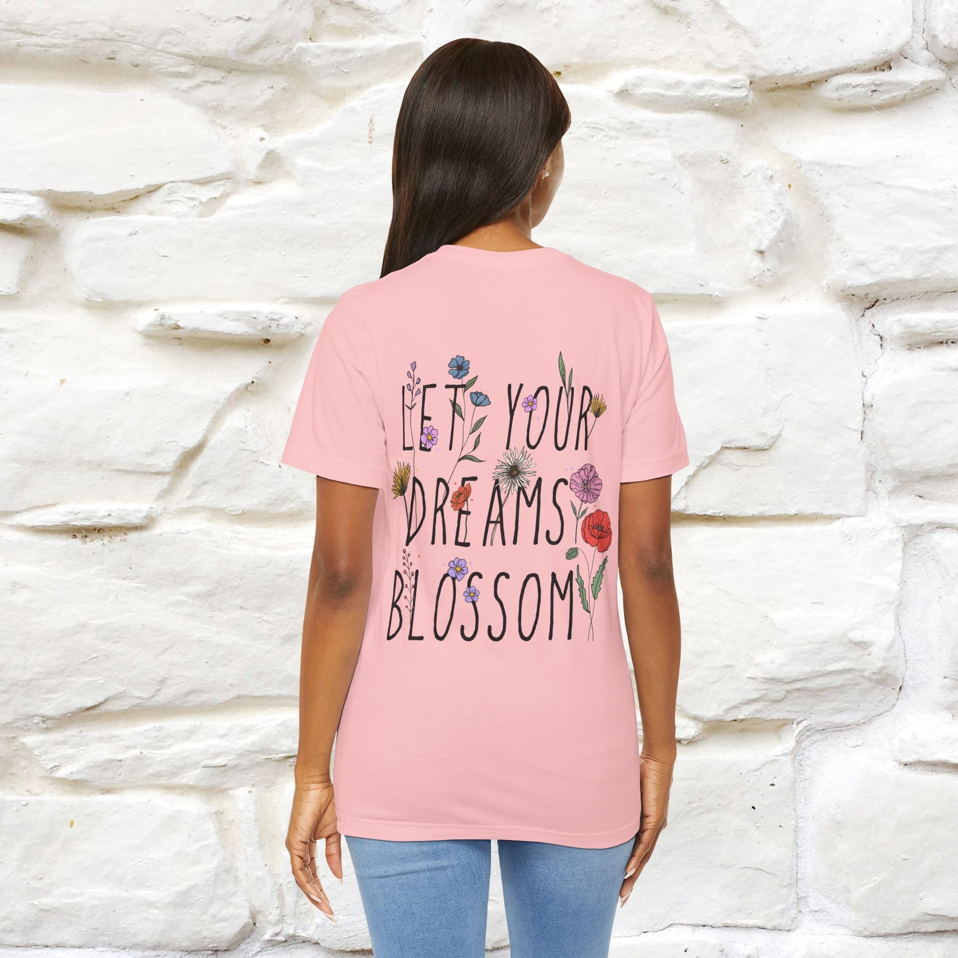 "Let Your Dreams Blossom'' Cat T-Shirt Front and Back Design | Nunu&Miao Studio - Nunu&Miao Studio